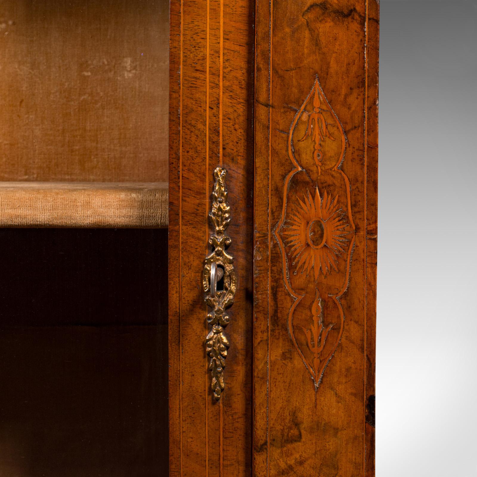 Antique Pier Cabinet, English, Walnut, Boxwood Inlay, Display Cupboard, Regency For Sale 5