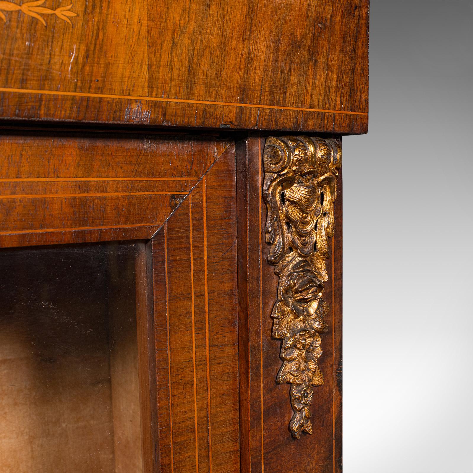 Antique Pier Cabinet, English, Walnut, Boxwood Inlay, Display Cupboard, Regency For Sale 2