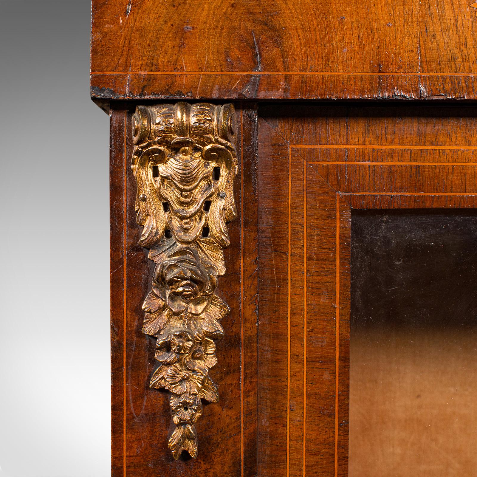 Antique Pier Cabinet, English, Walnut, Boxwood Inlay, Display Cupboard, Regency For Sale 3
