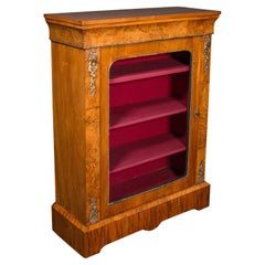 Antique Pier Cabinet, English Walnut, Glazed Bookcase, Display Cupboard, Regency