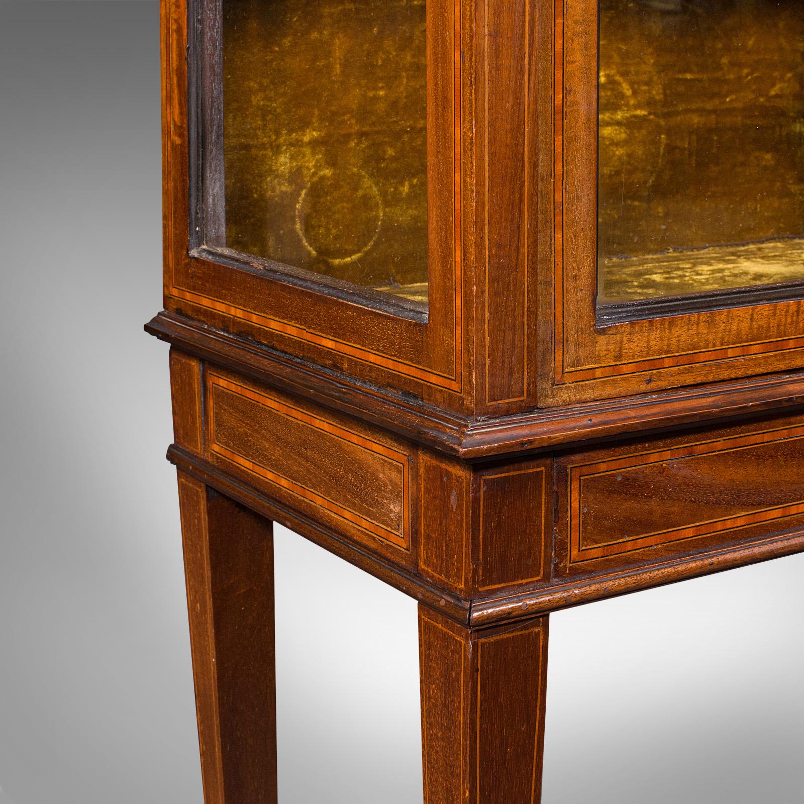 Antique Pier Cabinet on Stand, English, Walnut, Glazed Display Case, Edwardian 6