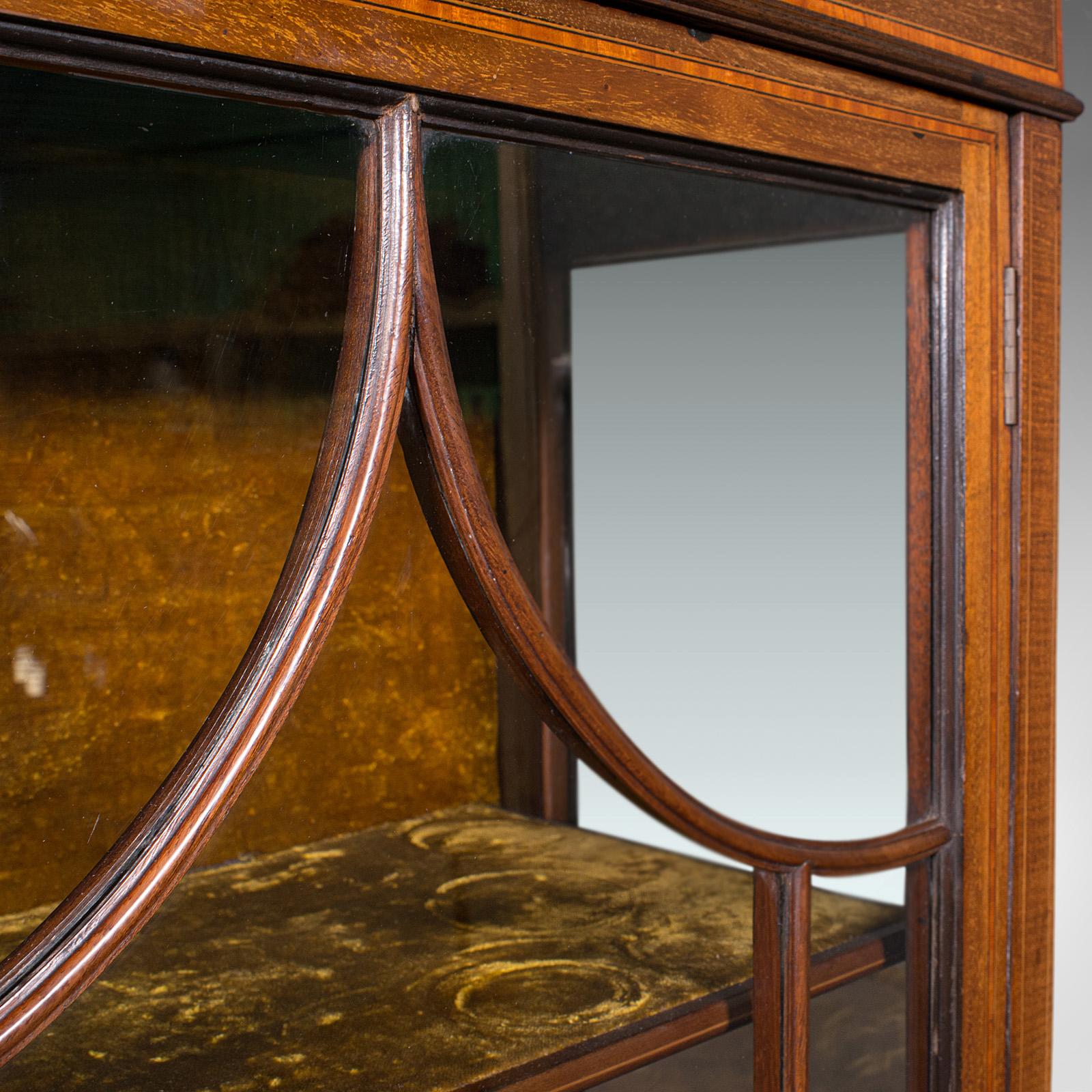 Antique Pier Cabinet on Stand, English, Walnut, Glazed Display Case, Edwardian 3