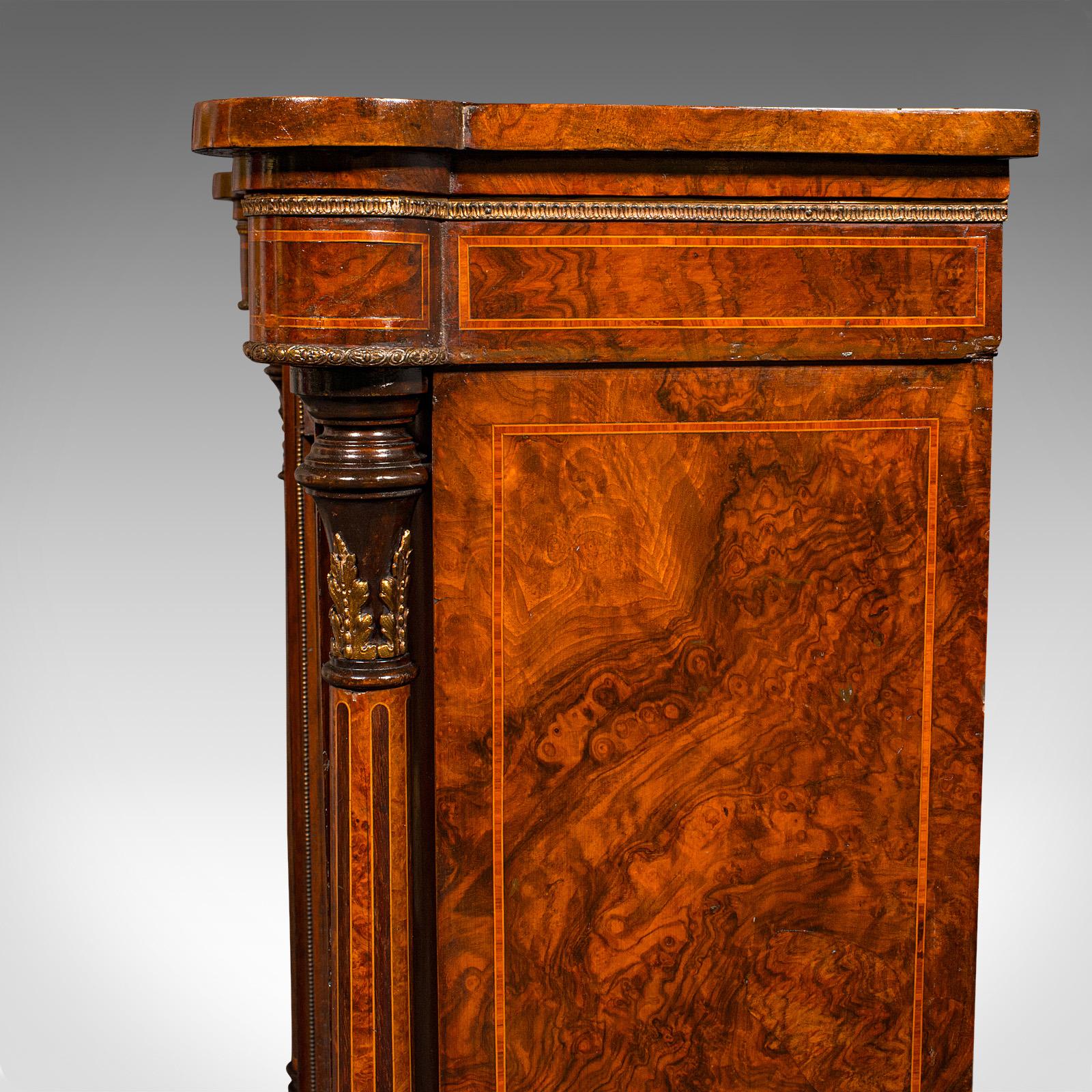 Antique Pier Display Cabinet, English Walnut, Boxwood, Glazed Bookcase, Regency 2