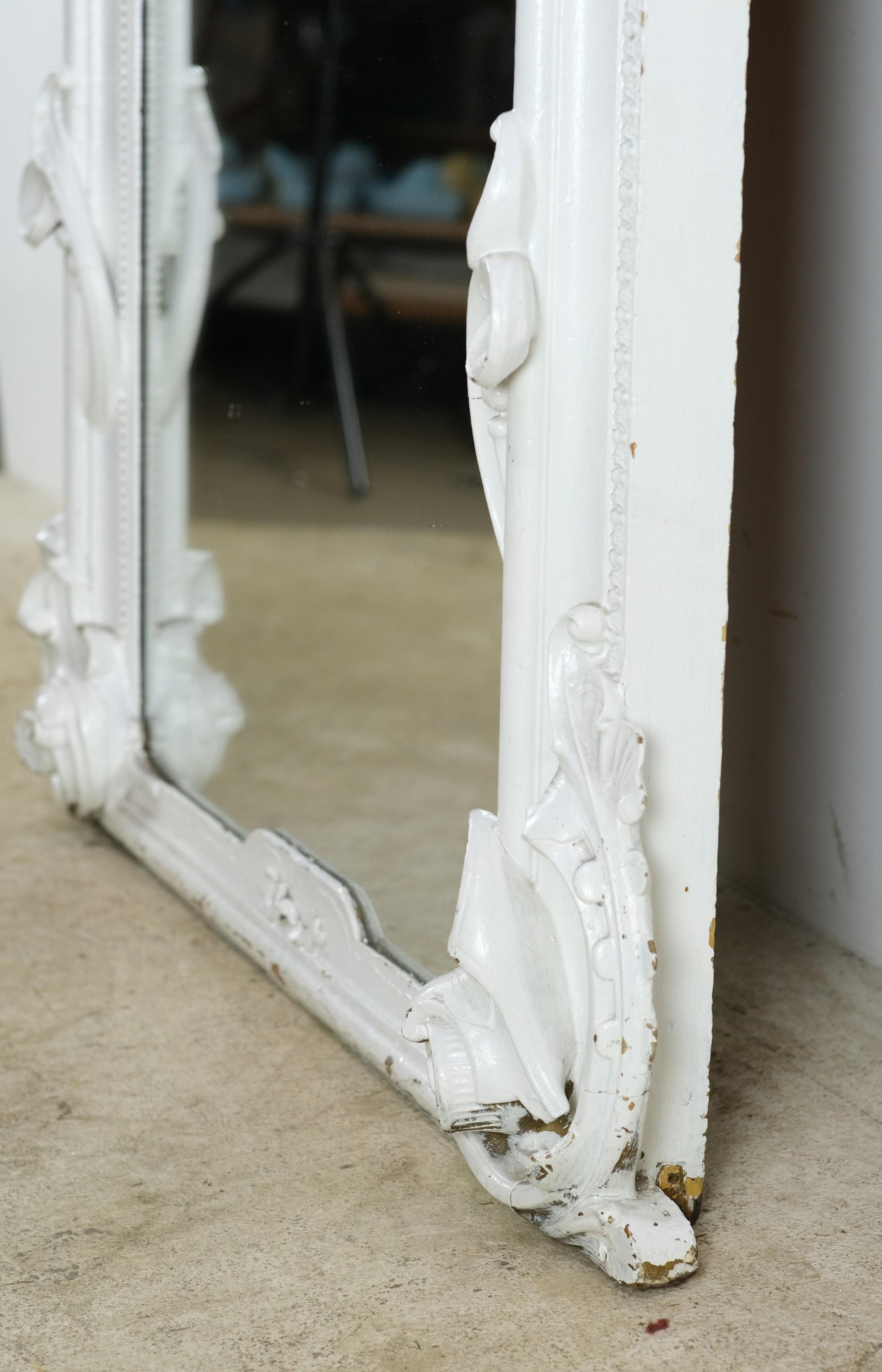 Antique Pier Mirror with Ornately Carved Pine Frame 2