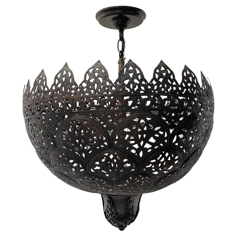 Antique Pierced Brass Light Fixture For Sale at 1stDibs
