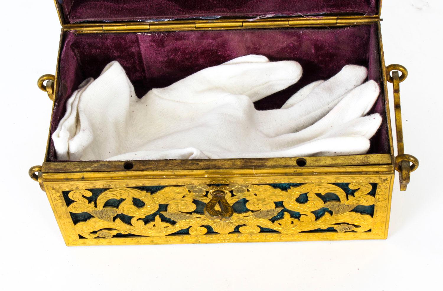 Antike antike Palais Royal Porzellan-Koffer mit durchbrochenem Messing, 19. Jahrhundert im Angebot 14