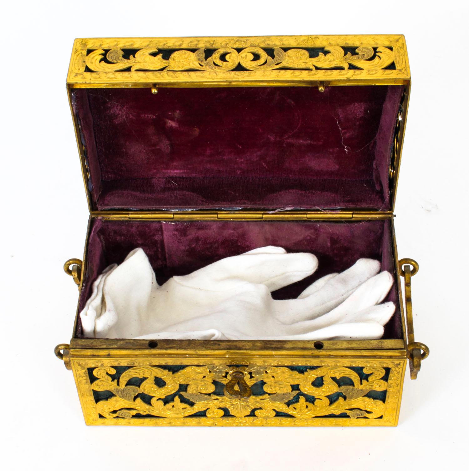 Antike antike Palais Royal Porzellan-Koffer mit durchbrochenem Messing, 19. Jahrhundert im Angebot 15