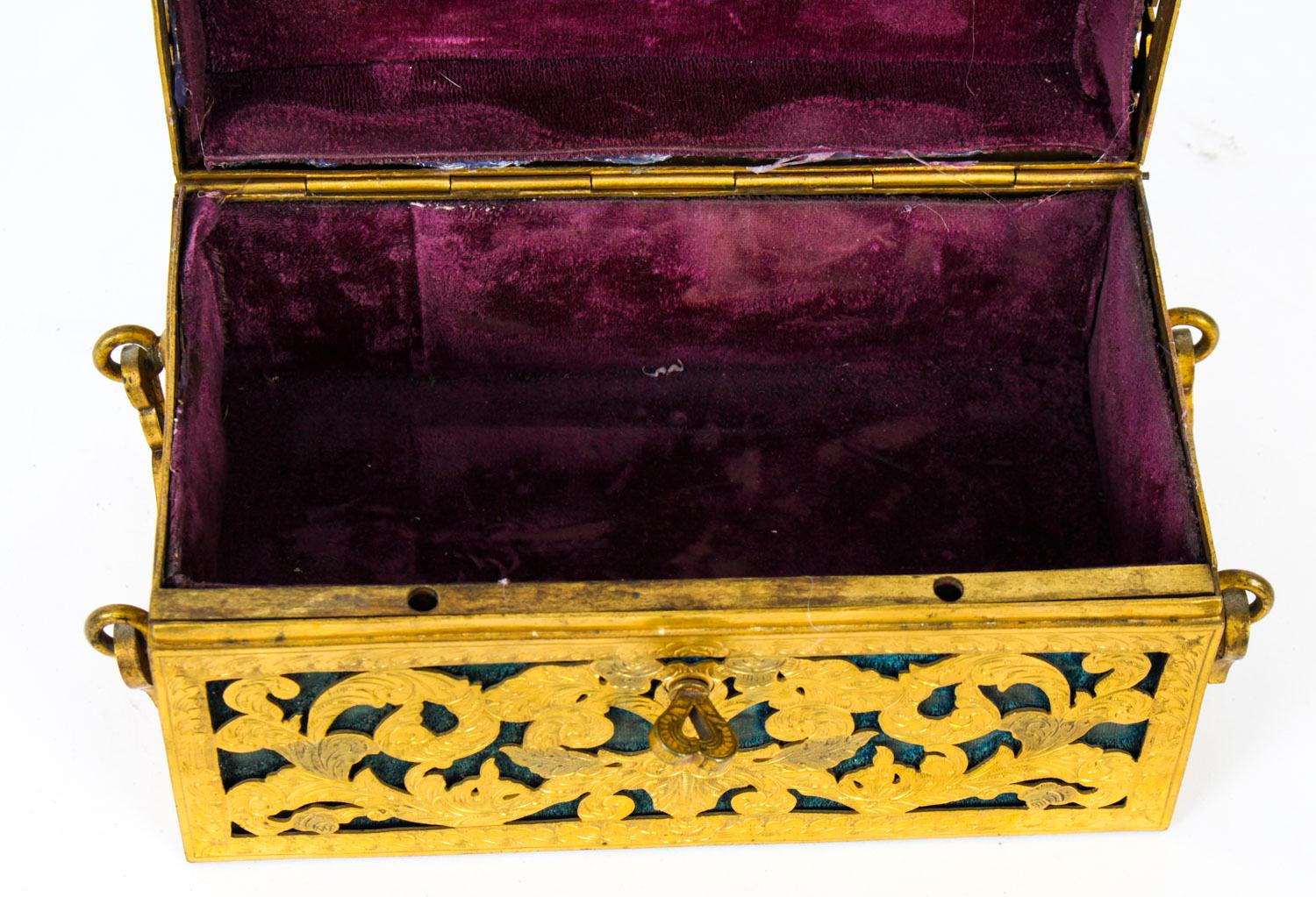 Antike antike Palais Royal Porzellan-Koffer mit durchbrochenem Messing, 19. Jahrhundert (Spätes 19. Jahrhundert) im Angebot