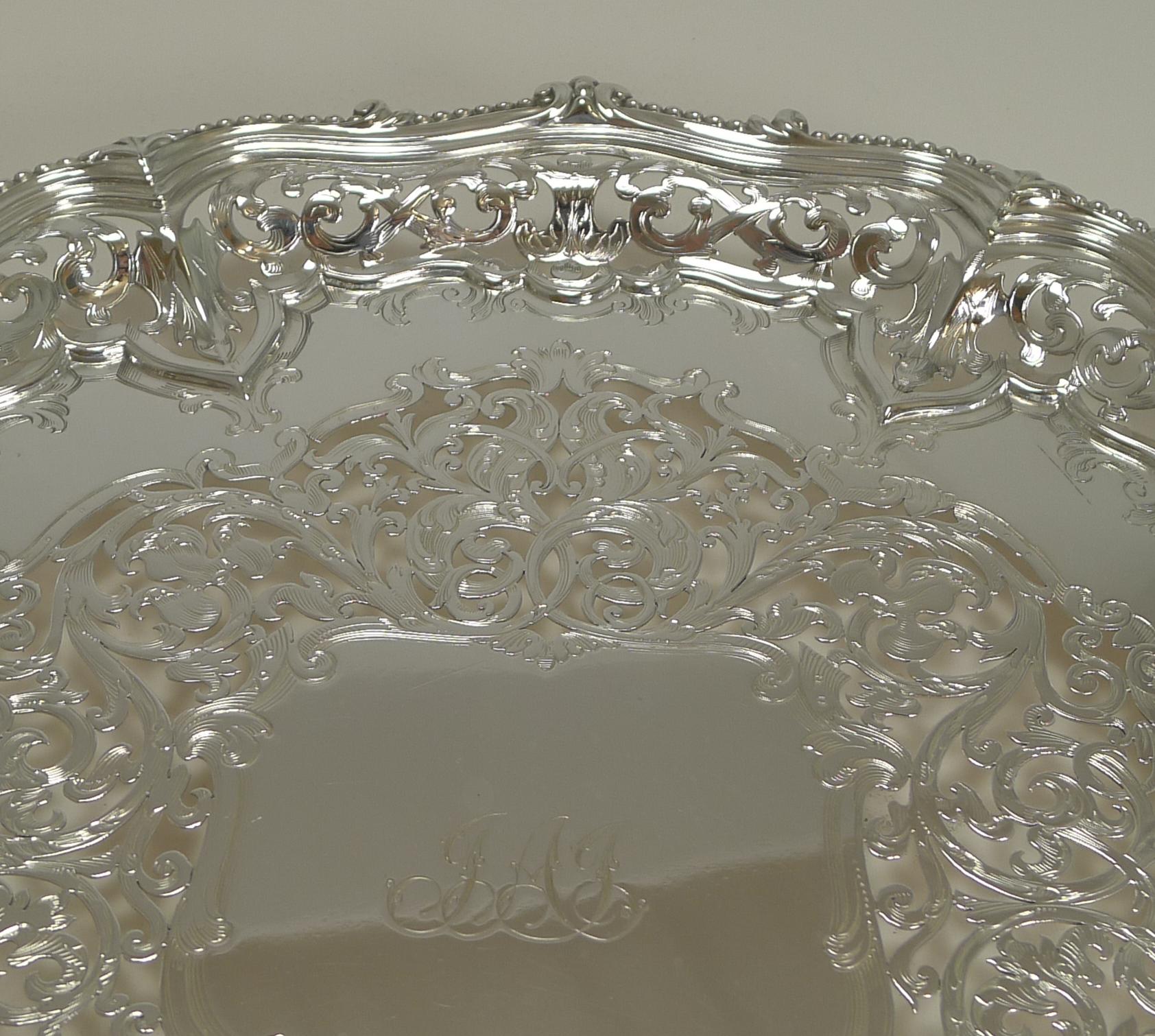 Antique Pierced / Reticulated Elkington Plated Salver / Tray, 1858 1