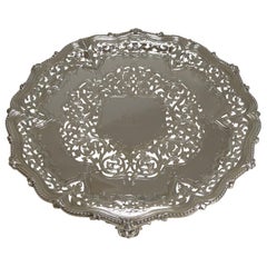 Antique Pierced / Reticulated Elkington Plated Salver / Tray, 1858
