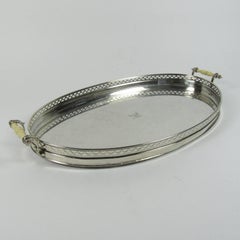 Antique Pierced Silver Two Handled Serving Tray