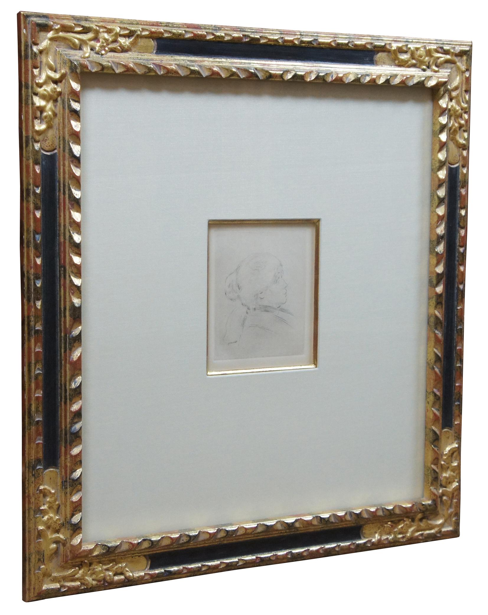 Antique Pierre Auguste Renoir Portrait of Berthe Morisot Etching with COA In Good Condition In Dayton, OH