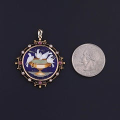 Antique Pietra Dura Birds of Pliny Pendant of 18k Gold