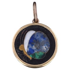 Antique Pietra Dura Butterfly Charm of 18k Gold