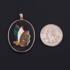 Antique Pietra Dura Butterfly Conversion Pendant of 14k Gold