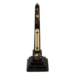 Antique Pietra Dura Marble Ashford Desk Obelisk Thermometer Buxton Derbyshire