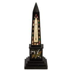 Antique Pietra Dura Marble Desk Obelisk Thermometer Ashford Blue John Derbyshire
