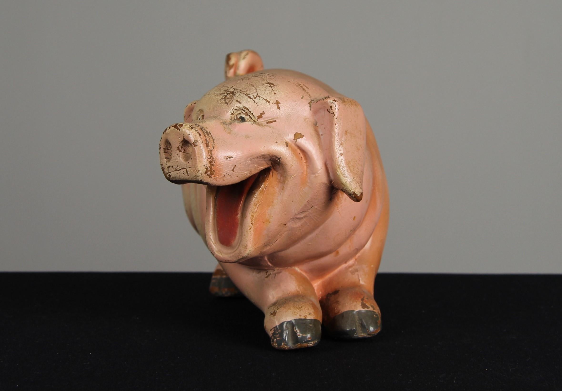Hand-Crafted Antique Pig Sculpture, Butcher's Shop Advertising Figure, 1st Half 20th Century For Sale