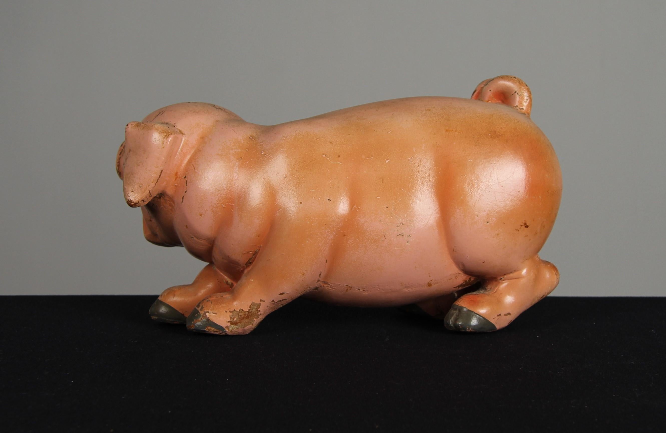 Antique Pig Sculpture, Butcher's Shop Advertising Figure, 1st Half 20th Century In Good Condition For Sale In Greven, DE