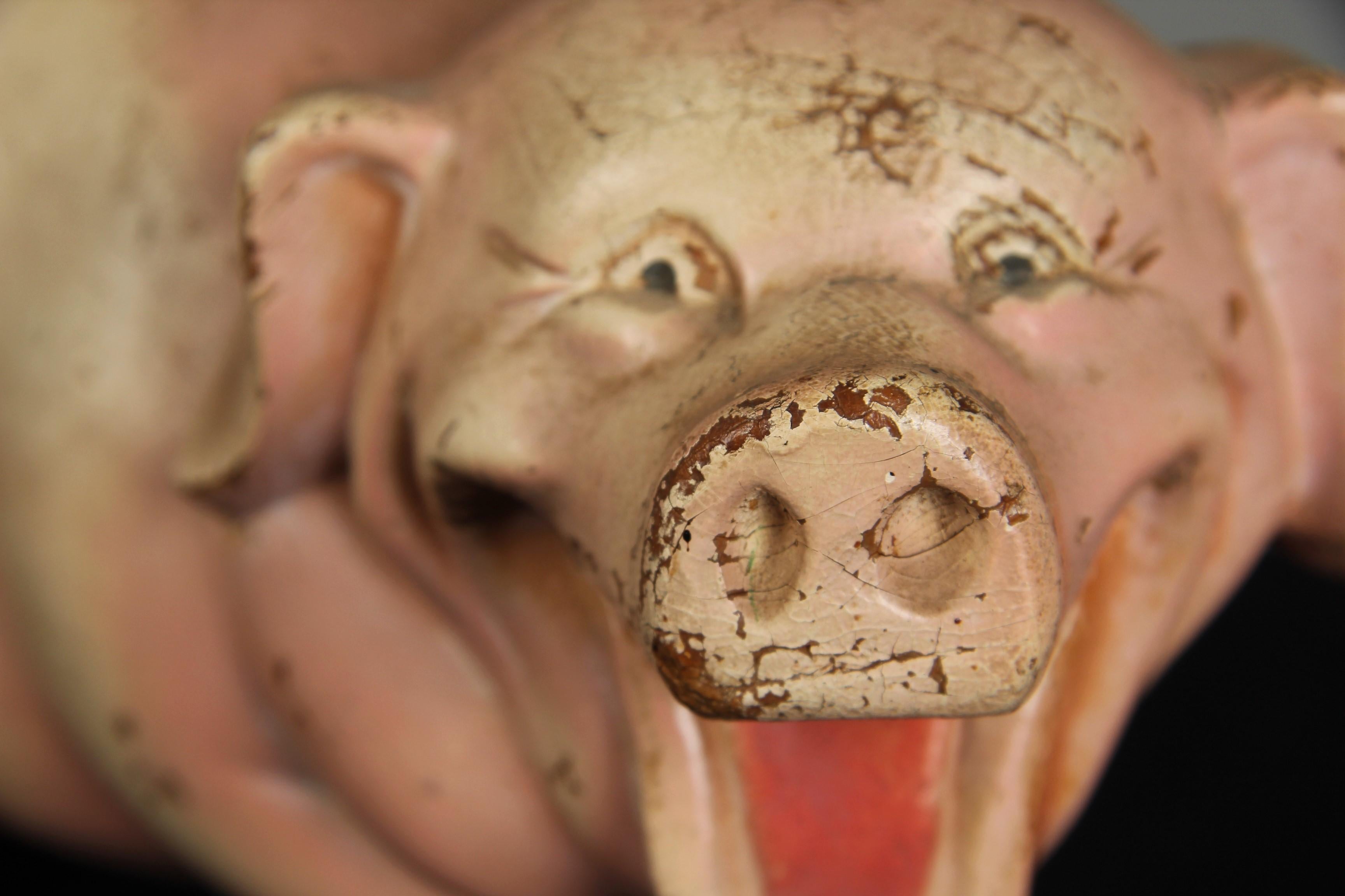 Antique Pig Sculpture, Butcher's Shop Advertising Figure, 1st Half 20th Century For Sale 1