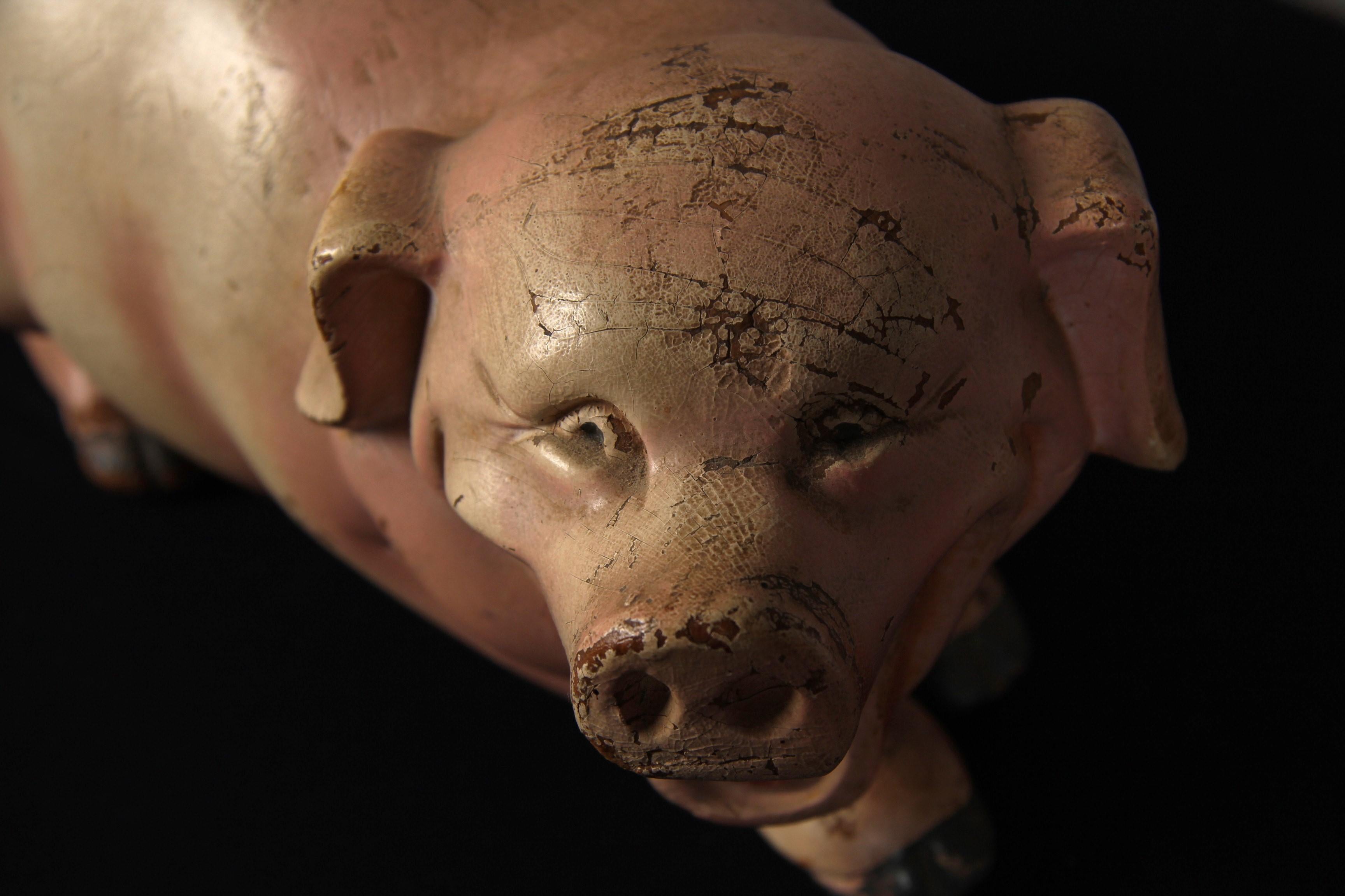 Antique Pig Sculpture, Butcher's Shop Advertising Figure, 1st Half 20th Century For Sale 3