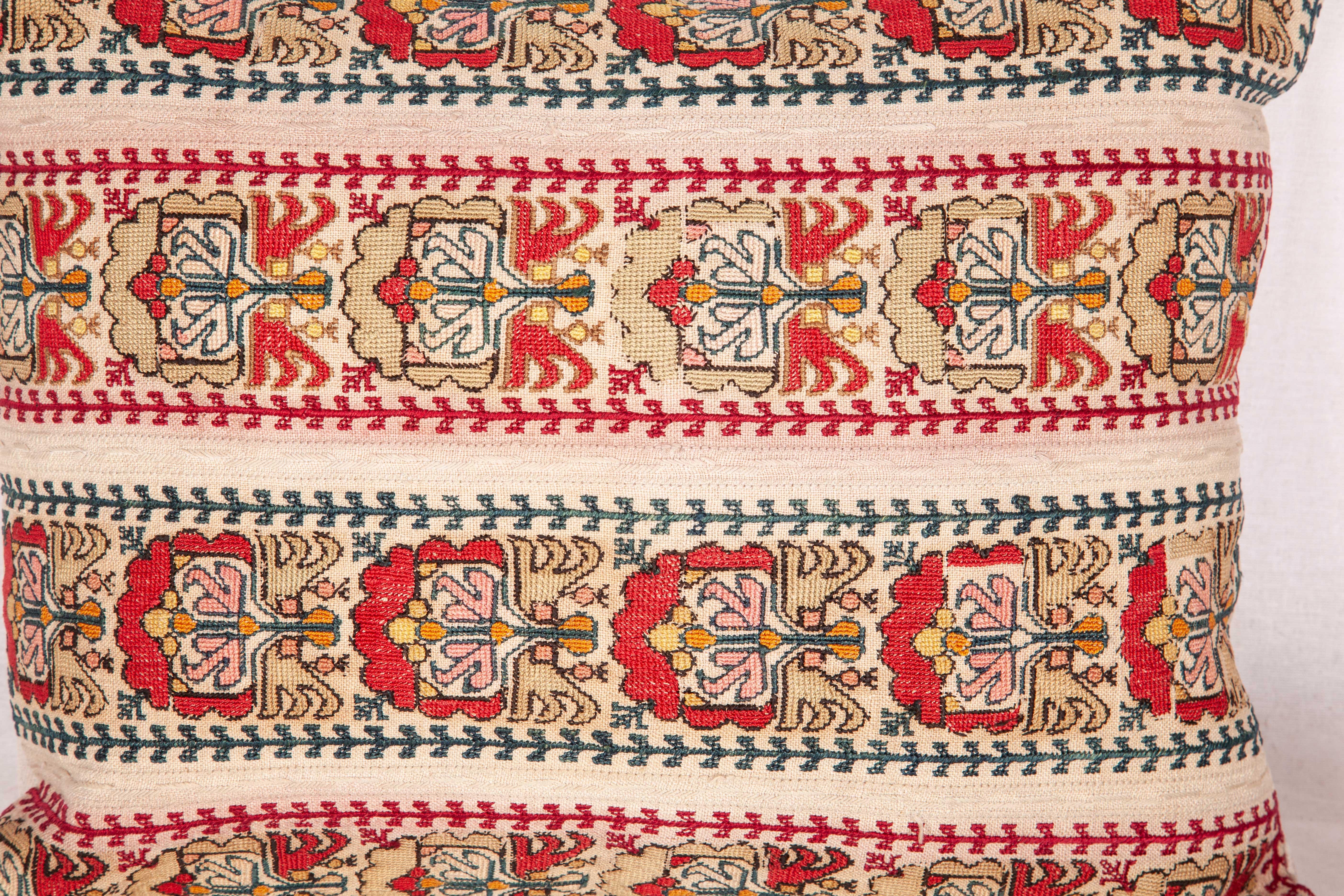 Suzani Antique Pillow Case Fashioned From an Ottoman Greek Embroidery, 19th Century