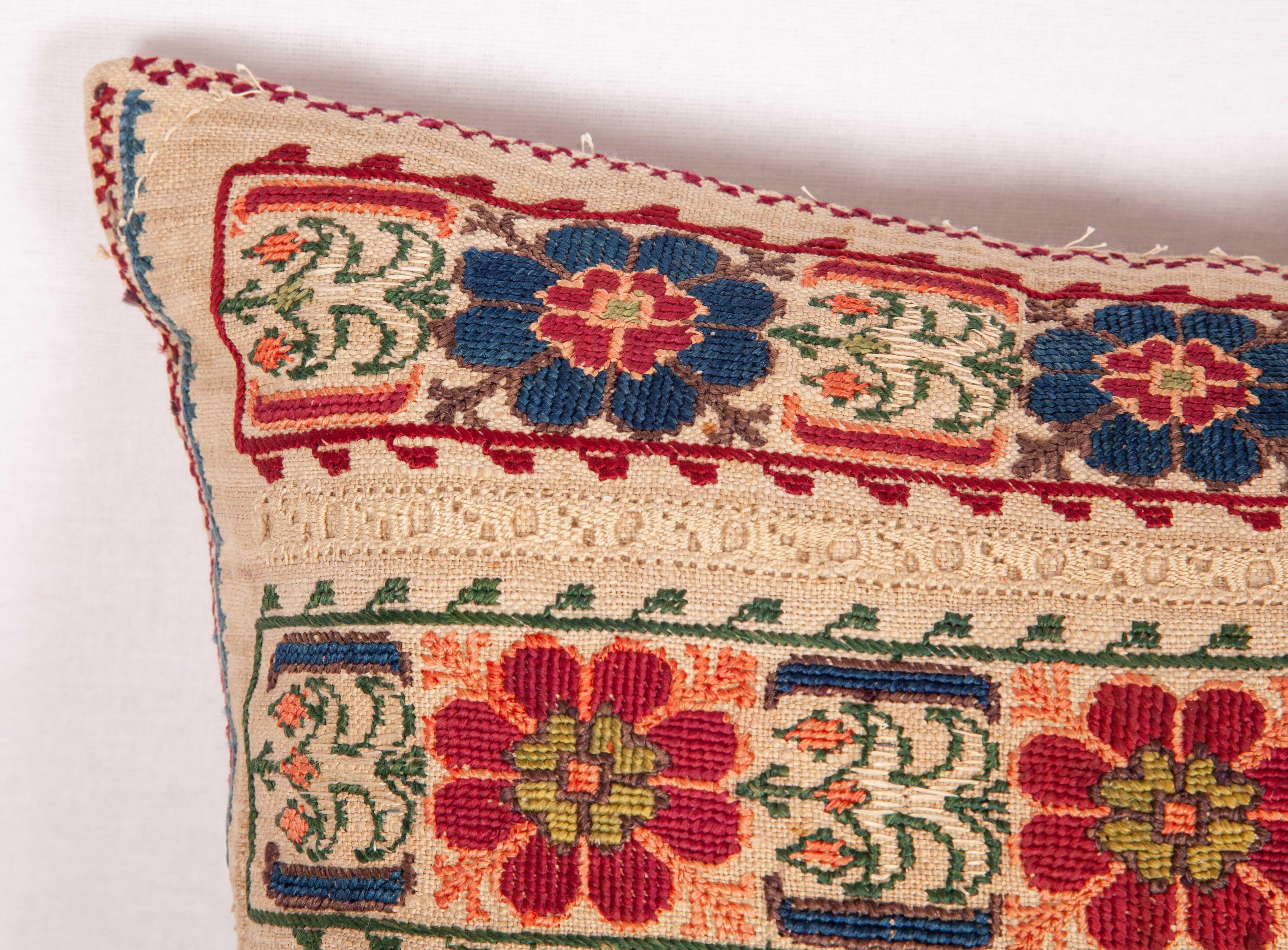 Suzani Antique Pillow Case Fashioned from an Ottoman Greek Embroidery, 19th Century