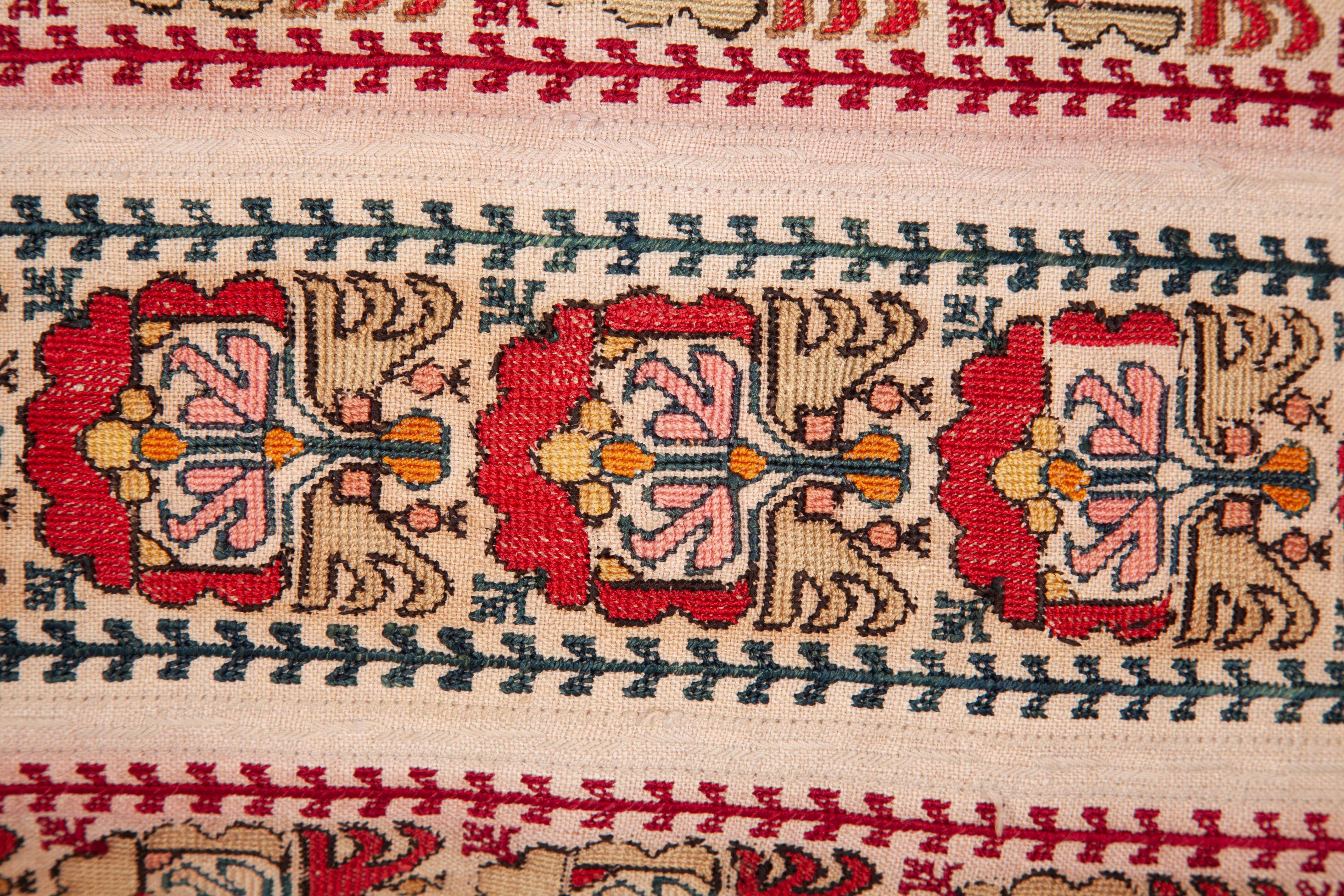 Turkish Antique Pillow Case Fashioned From an Ottoman Greek Embroidery, 19th Century
