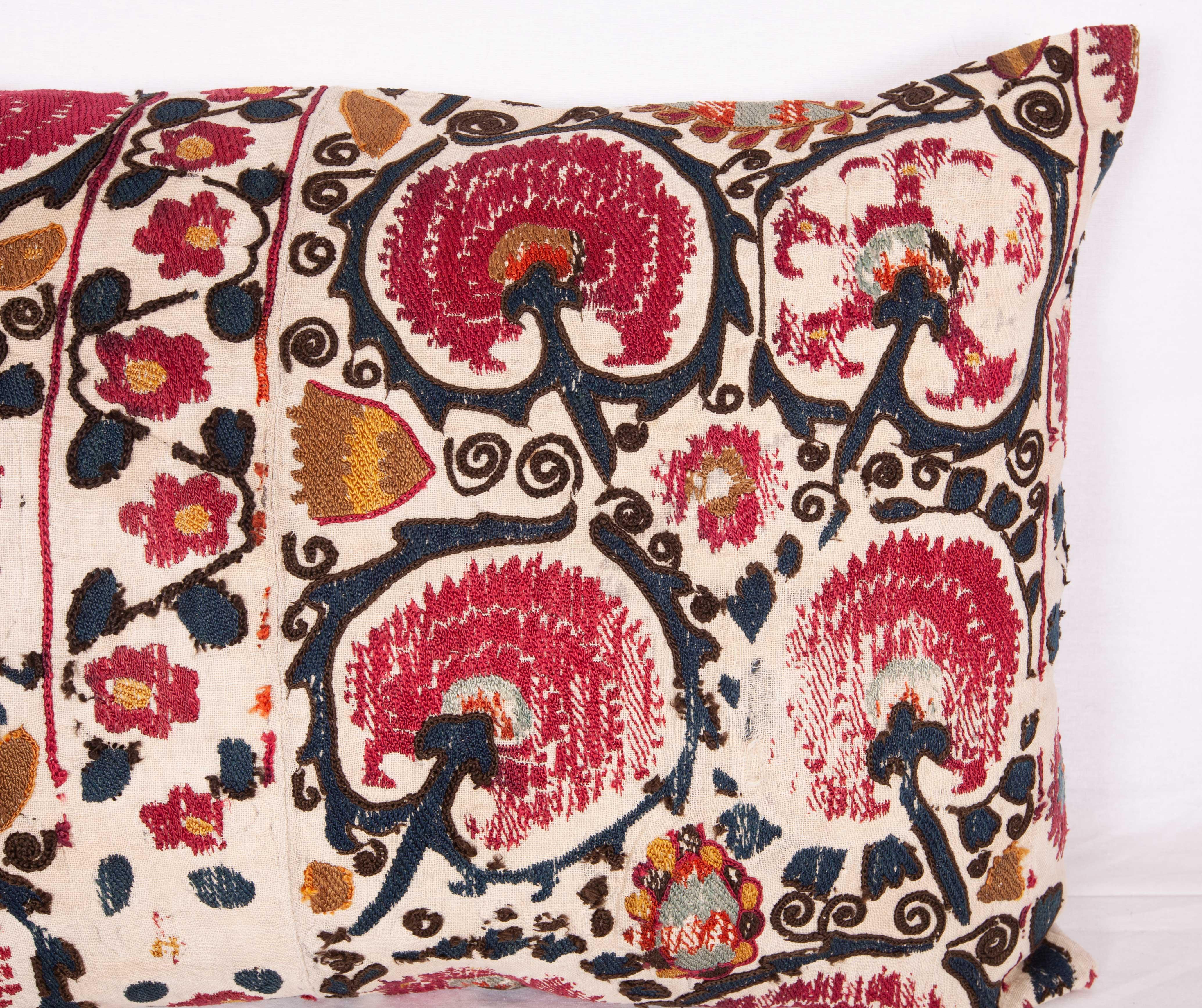 Tajikistani Antique Pillow Case Fashioned from a 19th Century Antique Tajik Suzani