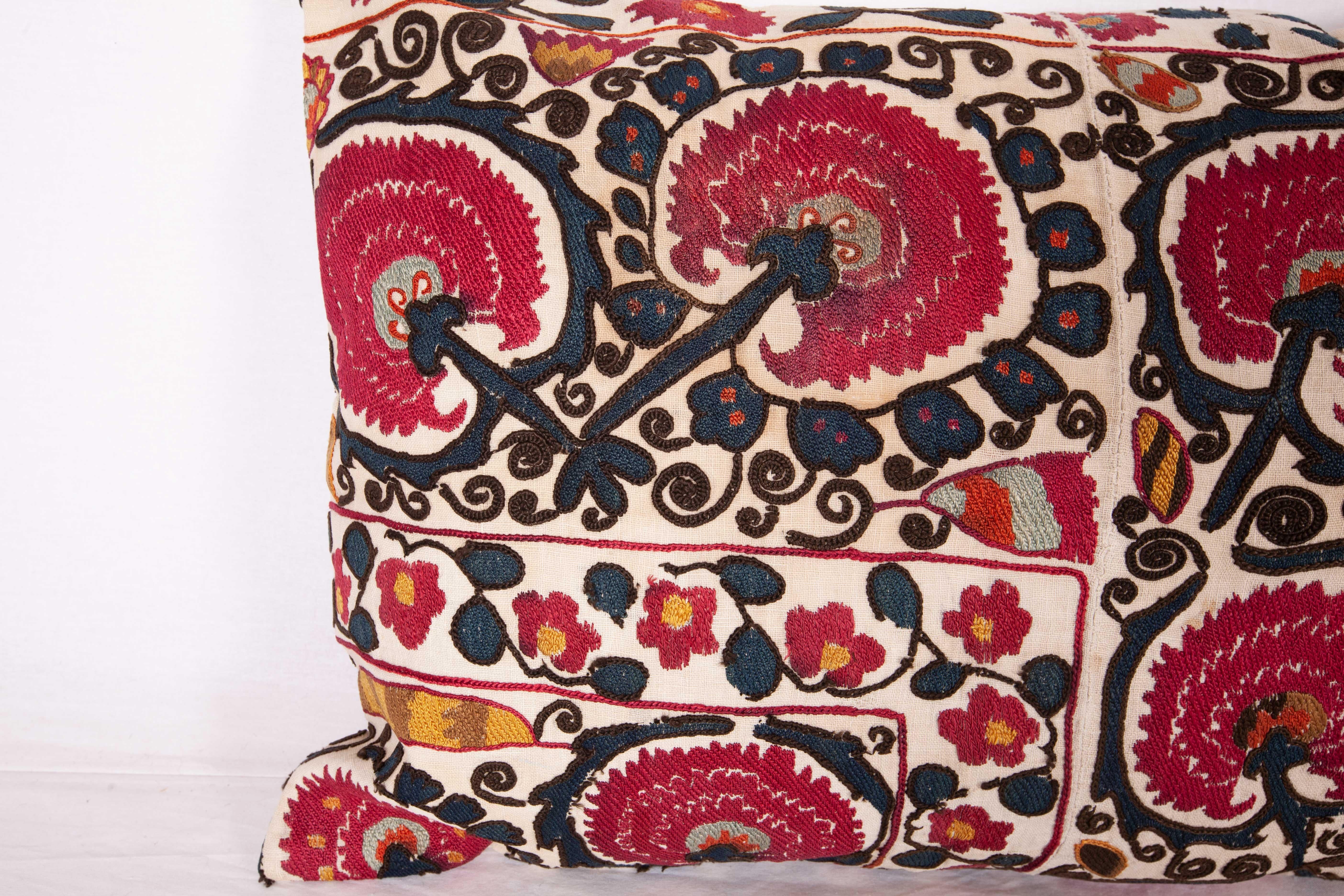 Tajikistani Antique Pillow Case Fashioned from a 19th Century Antique Tajik Suzani