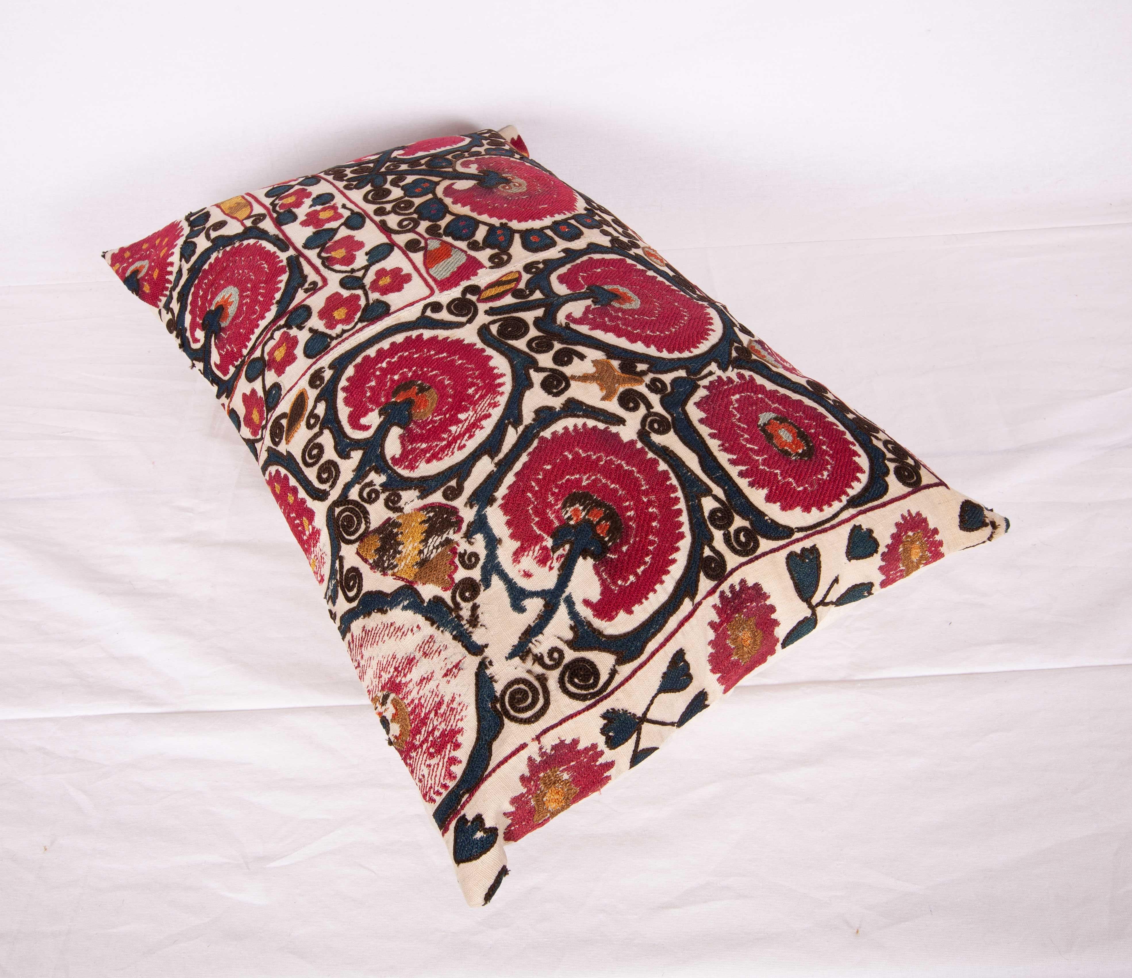 Silk Antique Pillow Case Fashioned from a 19th Century Antique Tajik Suzani