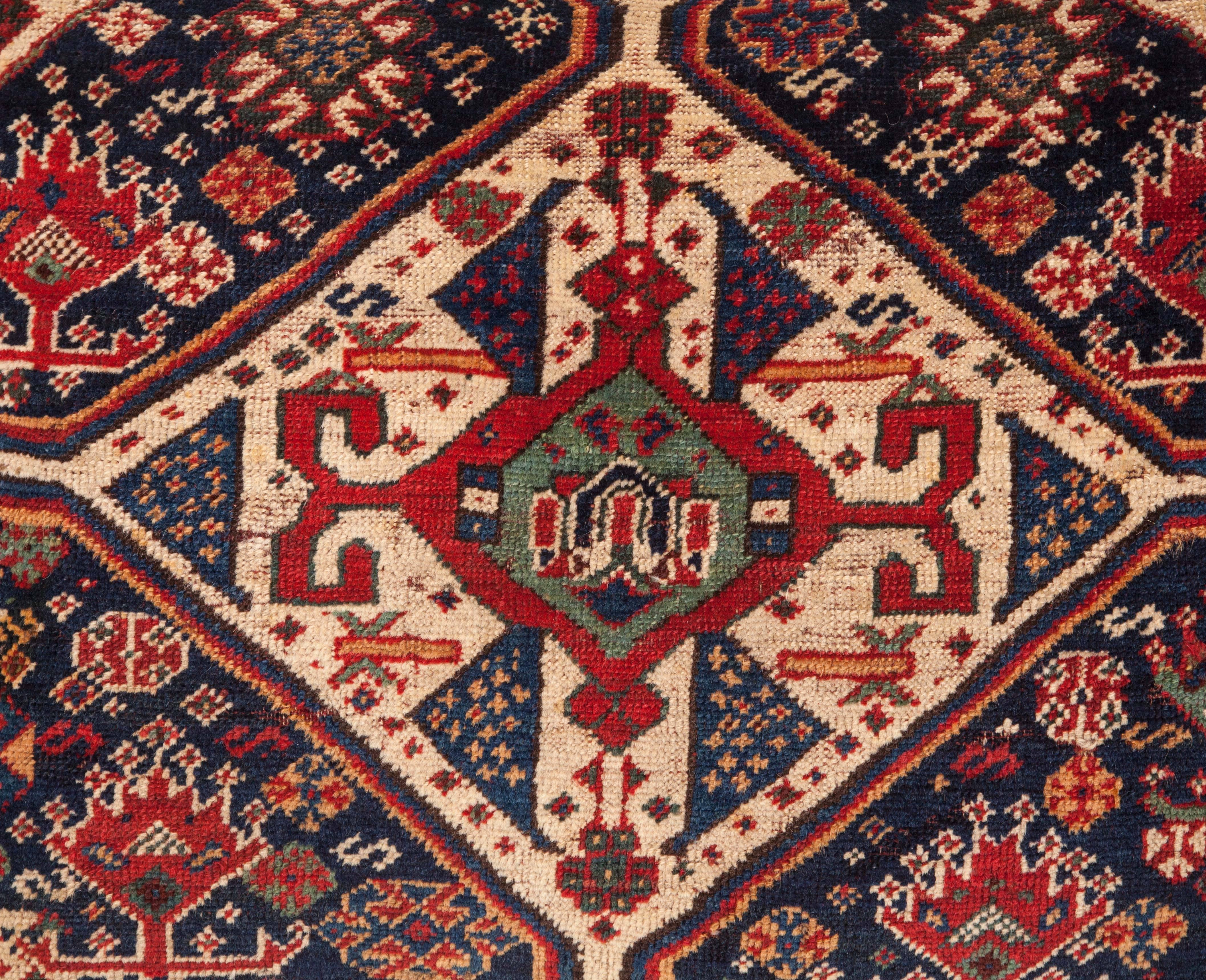Tribal Antique Pillow Case Fashioned from an 19th Century Kashgai Rug Fragment
