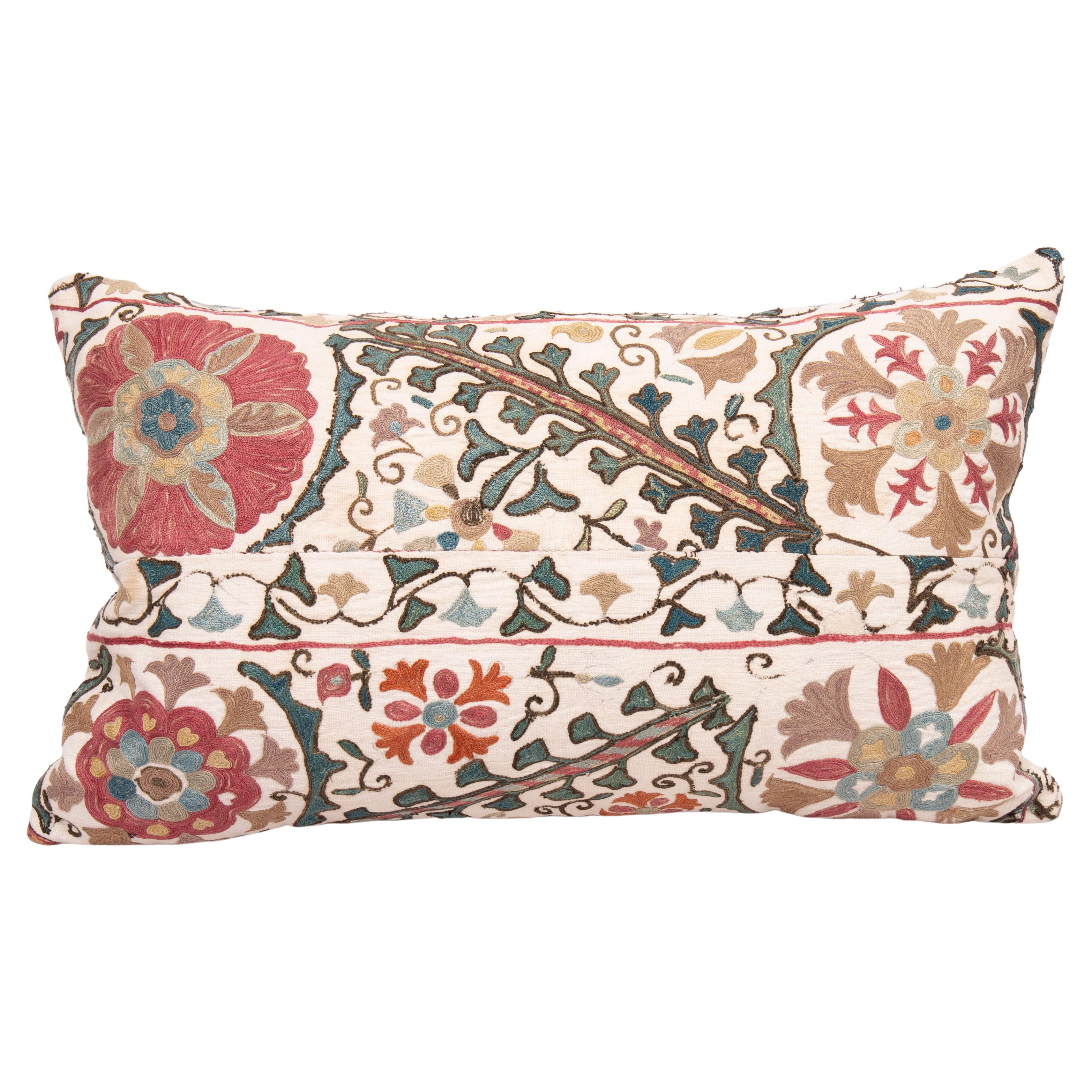 Antique Pillow Case Made from a Late 19th C. Bukhara suzani Fragment, Uzbekistan