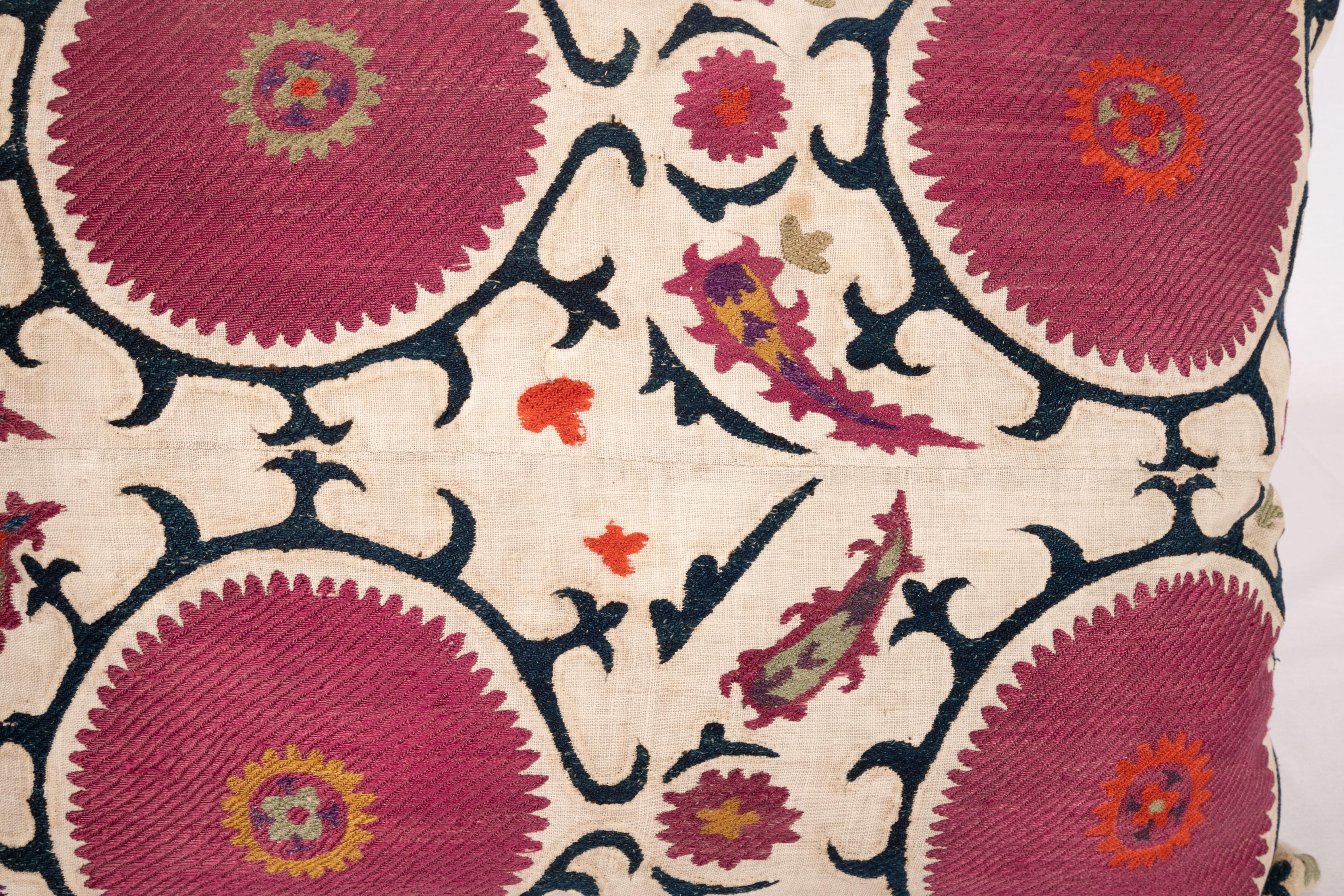 Embroidered Antique Pillow Case Made from a Late 19th Century Tajik Suzani