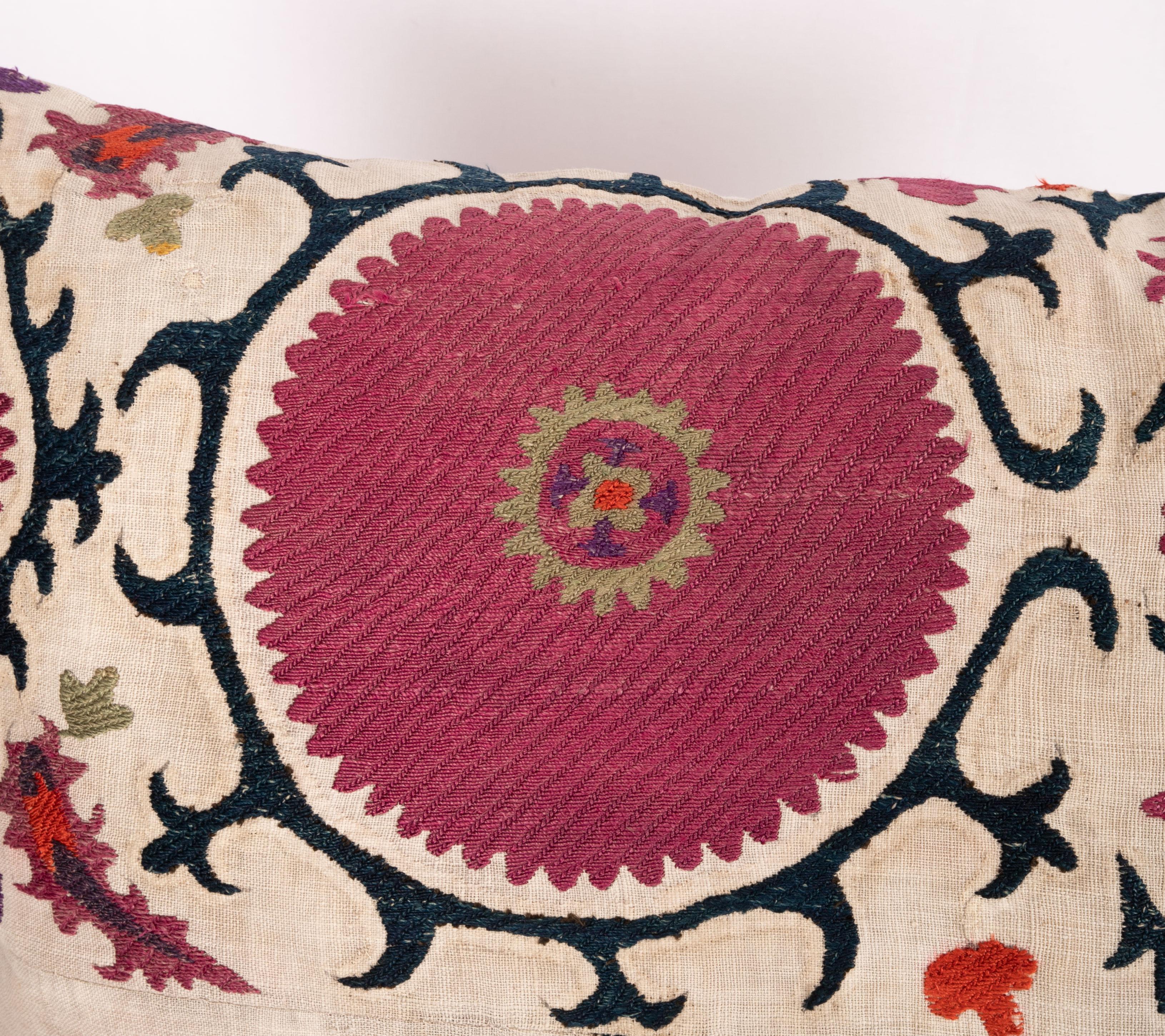 Silk Antique Pillow Case Made from a Late 19th Century Tajik Suzani