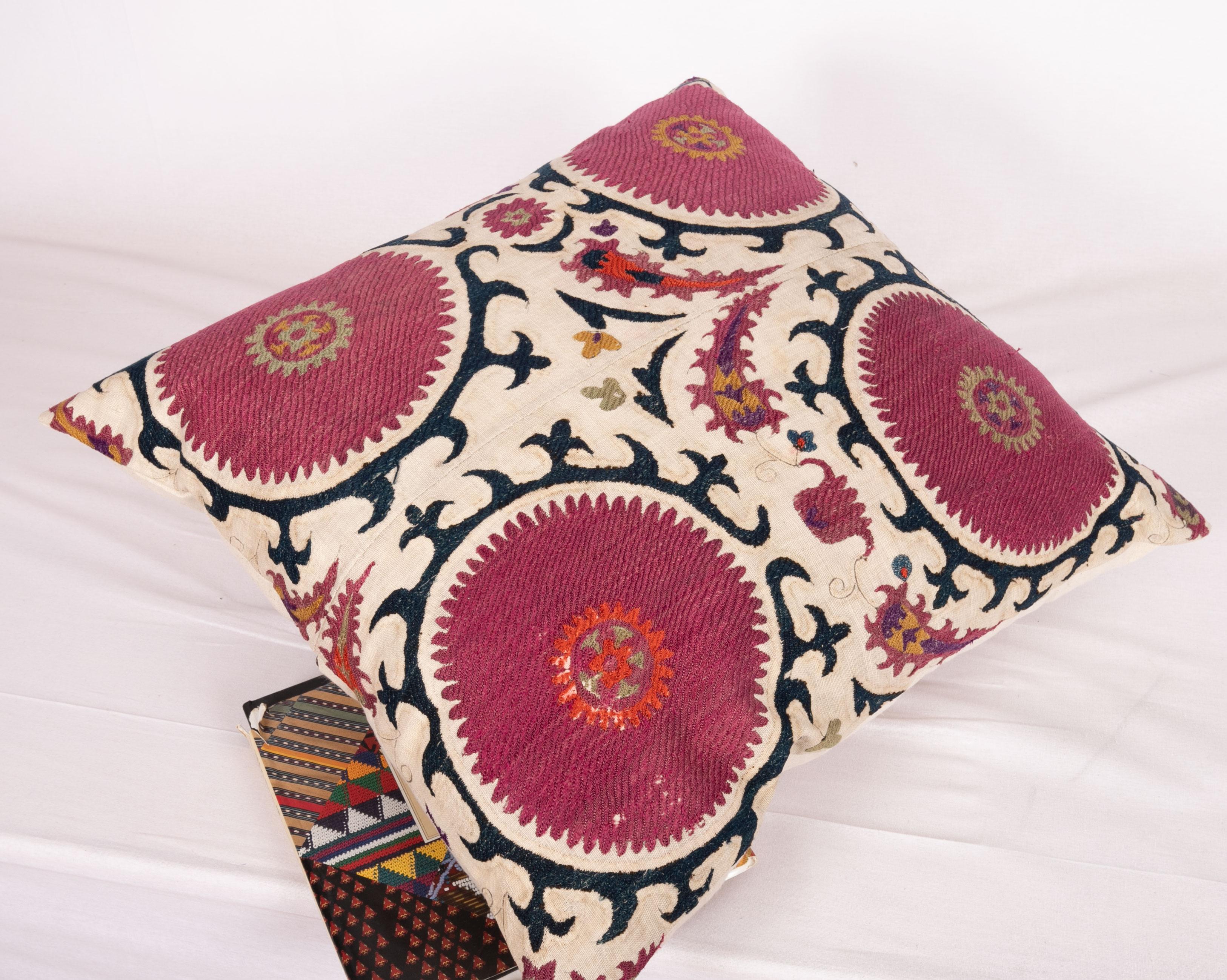 Silk Antique Pillow Case Made from a Late 19th Century Tajik Suzani