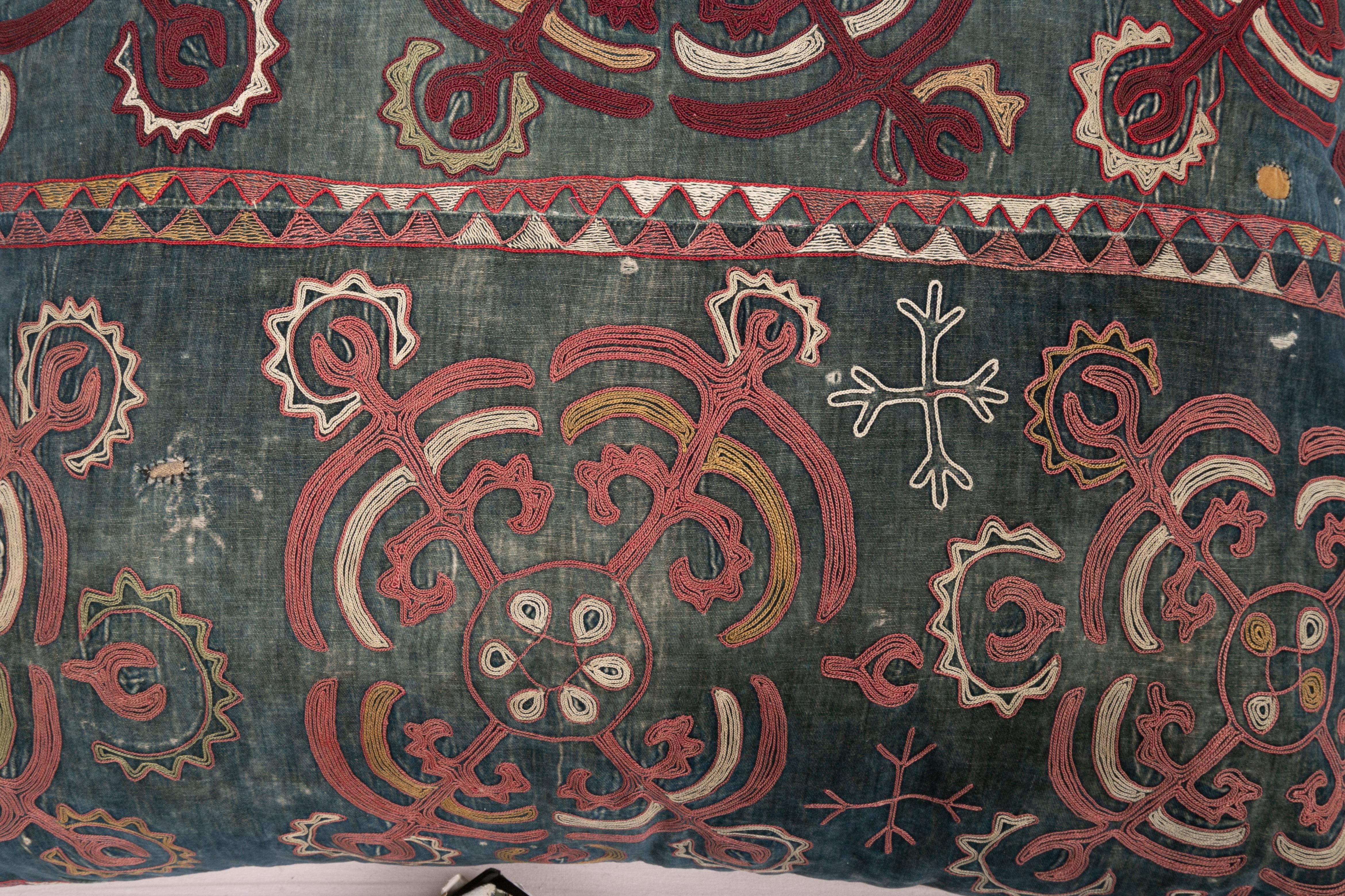 Embroidered Antique Pillow Case Made from an E 20 C, Kyrgyz Embroidery For Sale