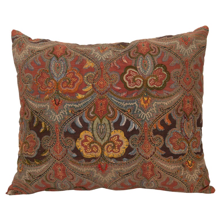 Antique Pillow Case Made from an Indian Embroidery For Sale at 1stDibs