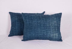 Antique Pillow Cases Fashioned from an Early 20th Century Mazandaran Indigo Blanket