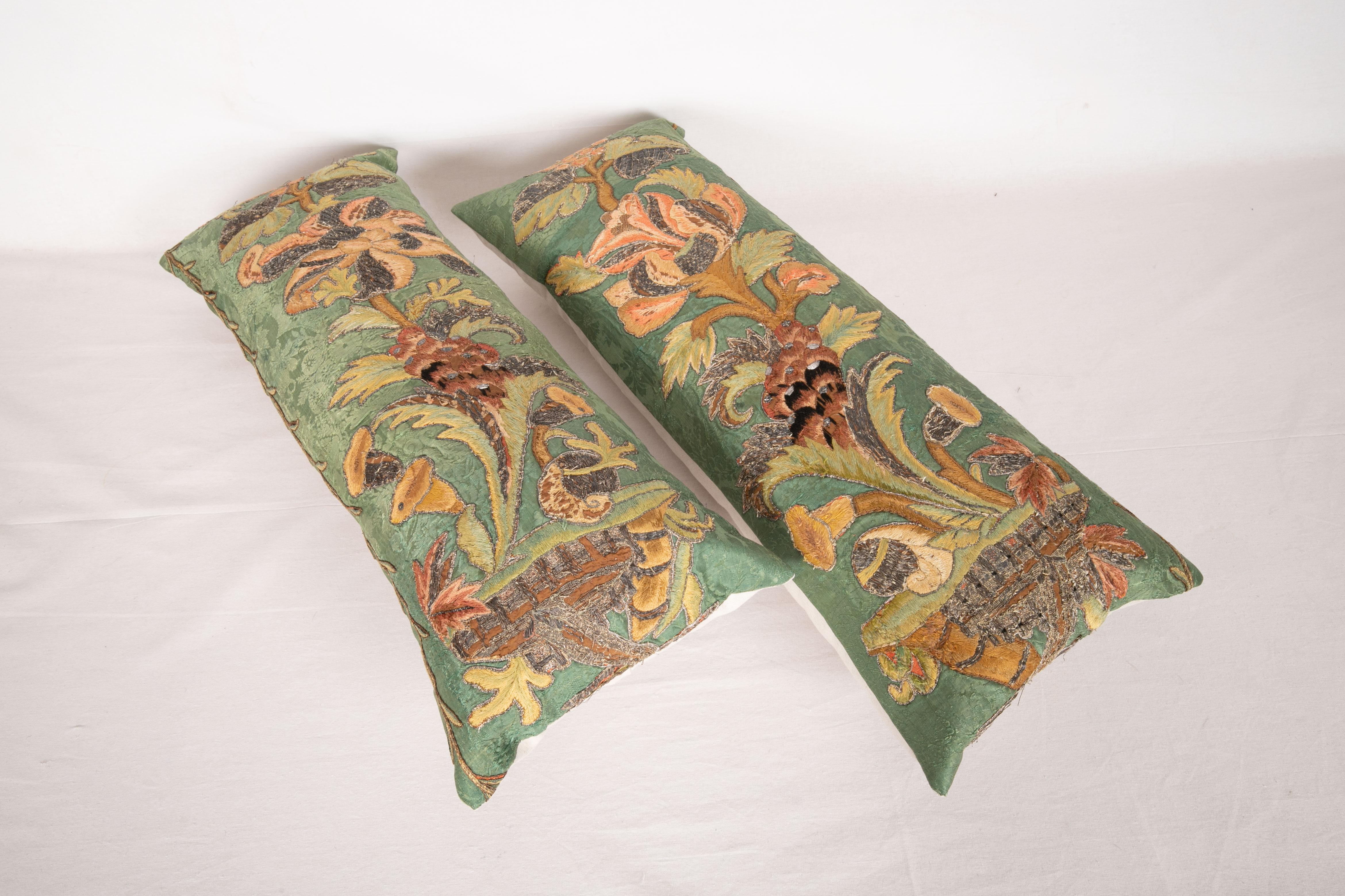 Antique Pillow Cases Fashioned from an Embroidered European Applique Panel 1
