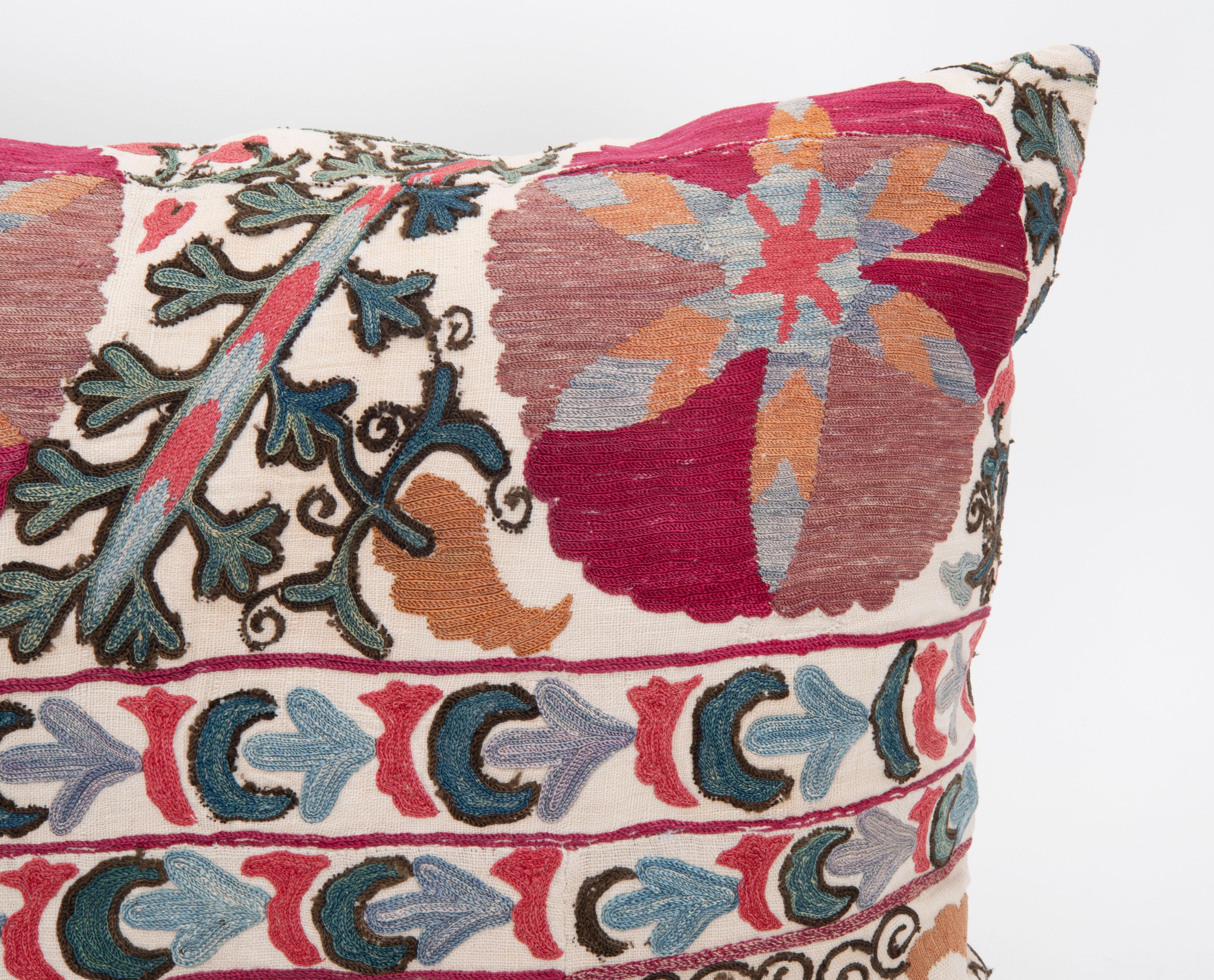 Antique pillow cover Made from a 19th C. Suzani Fragment In Good Condition For Sale In Istanbul, TR