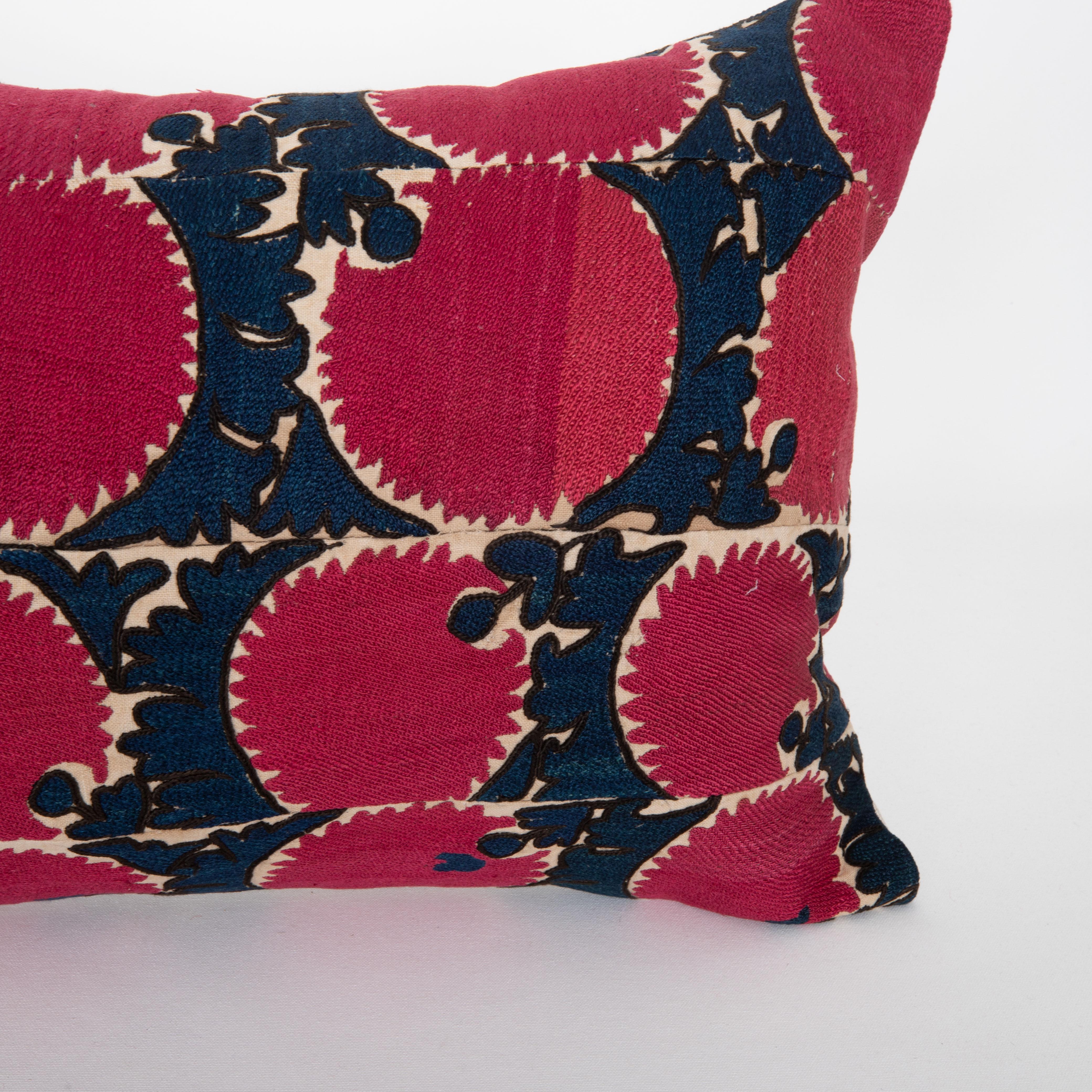 19th Century Antique pillow cover Made from a 19th C. Suzani Fragment For Sale