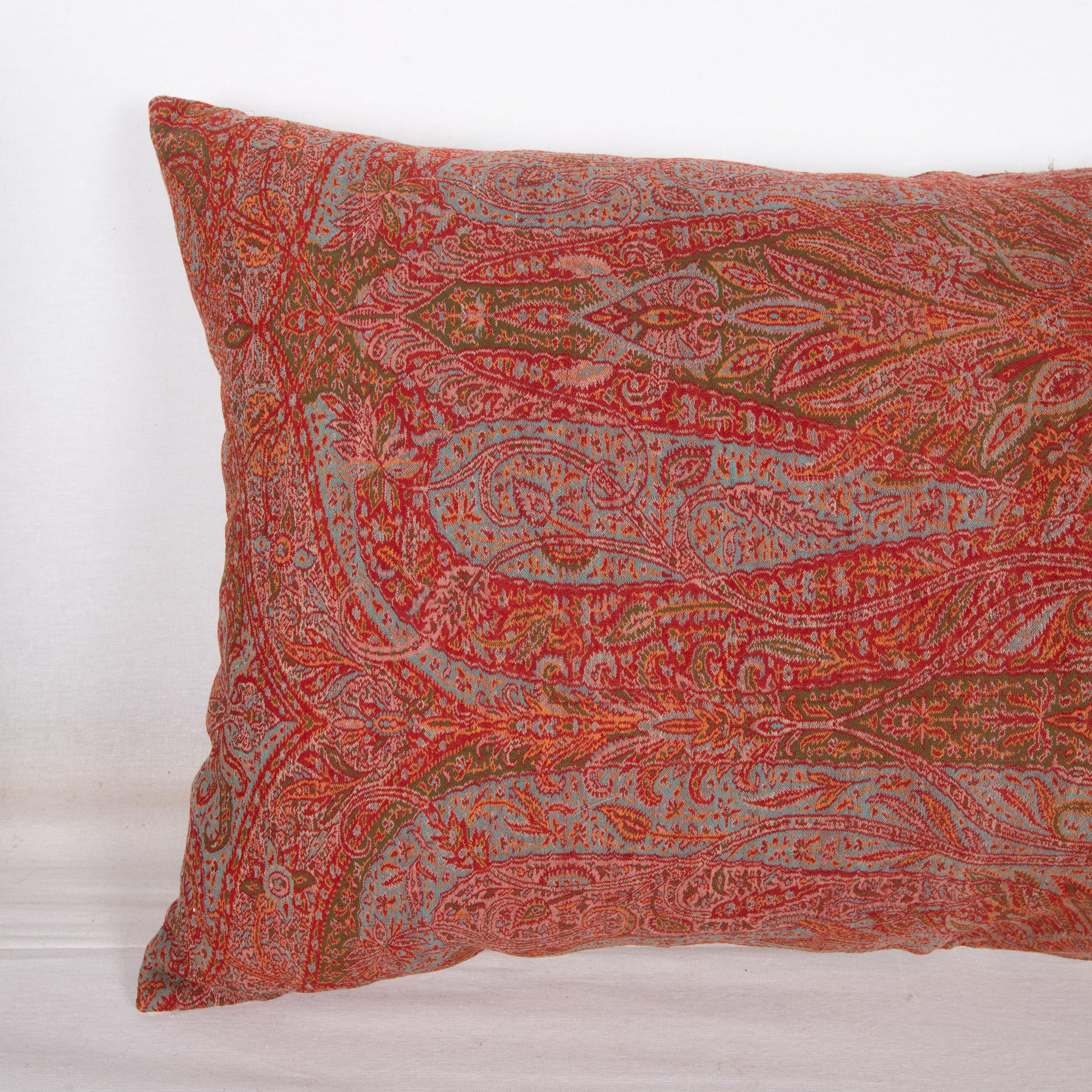 Victorian Antique Pillow Cover Made from a European Wool Paisley Shawl, L 19th/ E.20th C For Sale