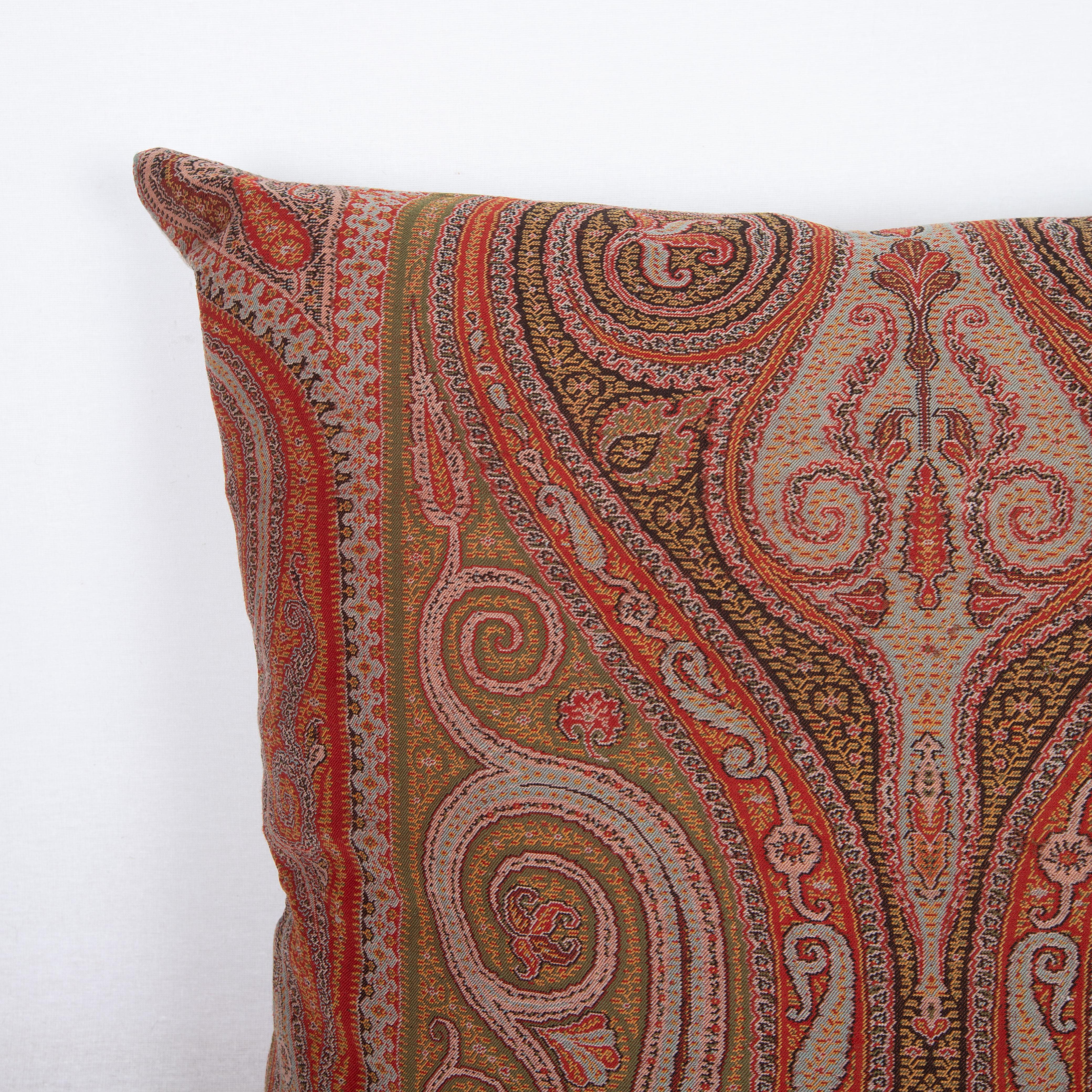 Victorian Antique Pillow Cover made from a European Wool Paisley Shawl, L 19th/ E.20th C For Sale