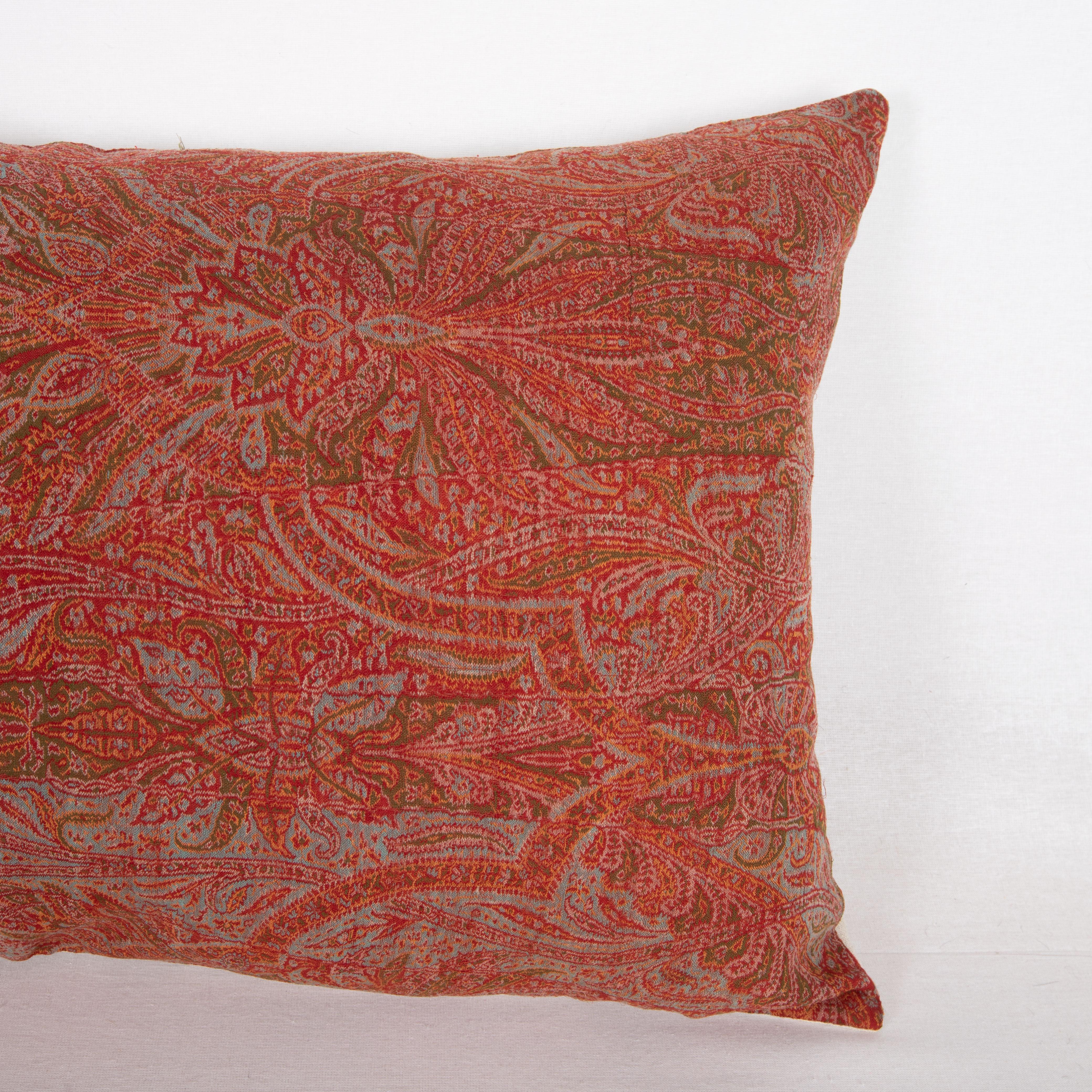 French Antique Pillow Cover Made from a European Wool Paisley Shawl, L 19th/ E.20th C For Sale