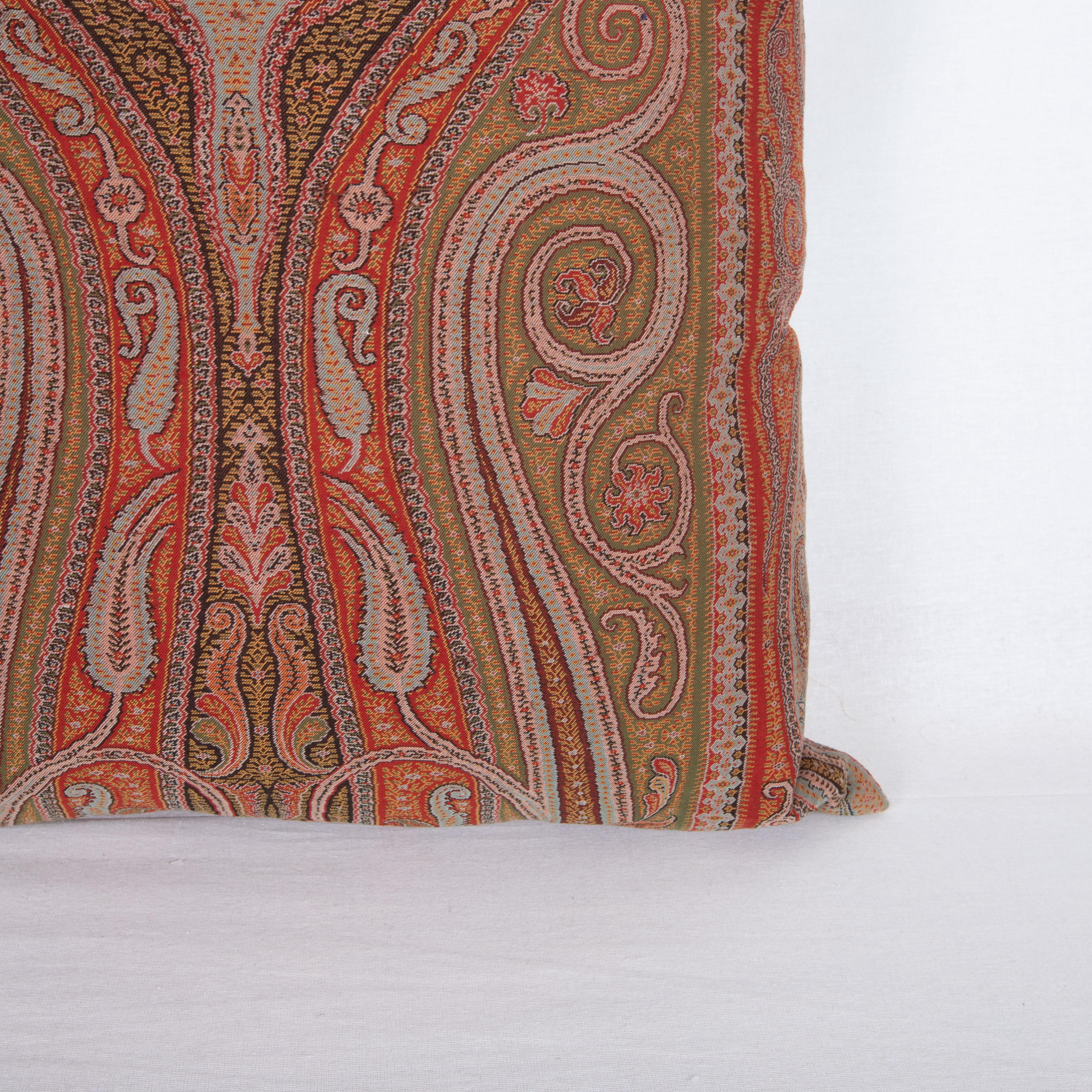French Antique Pillow Cover made from a European Wool Paisley Shawl, L 19th/ E.20th C For Sale