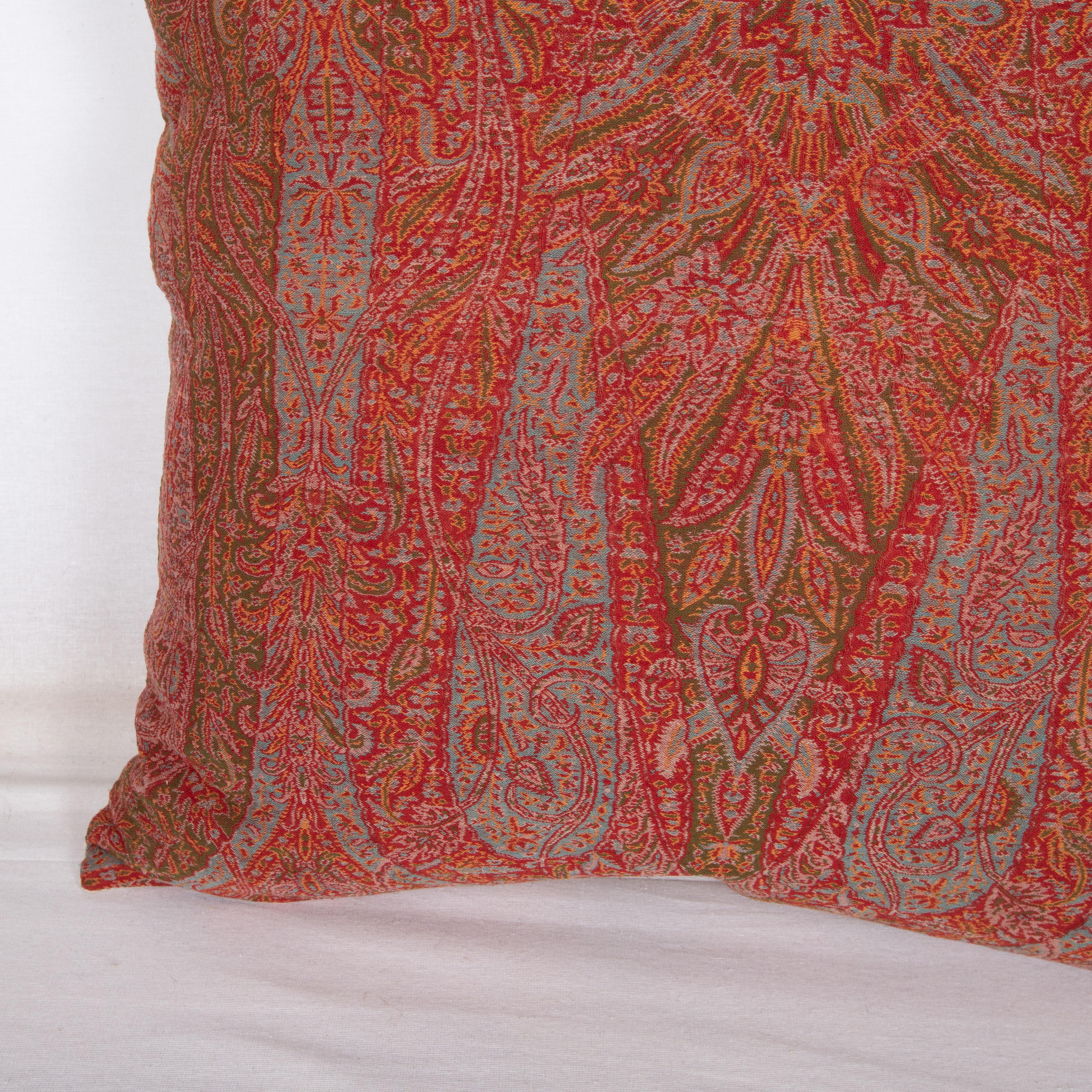 Woven Antique Pillow Cover made from a European Wool Paisley Shawl, L 19th/ E.20th C For Sale