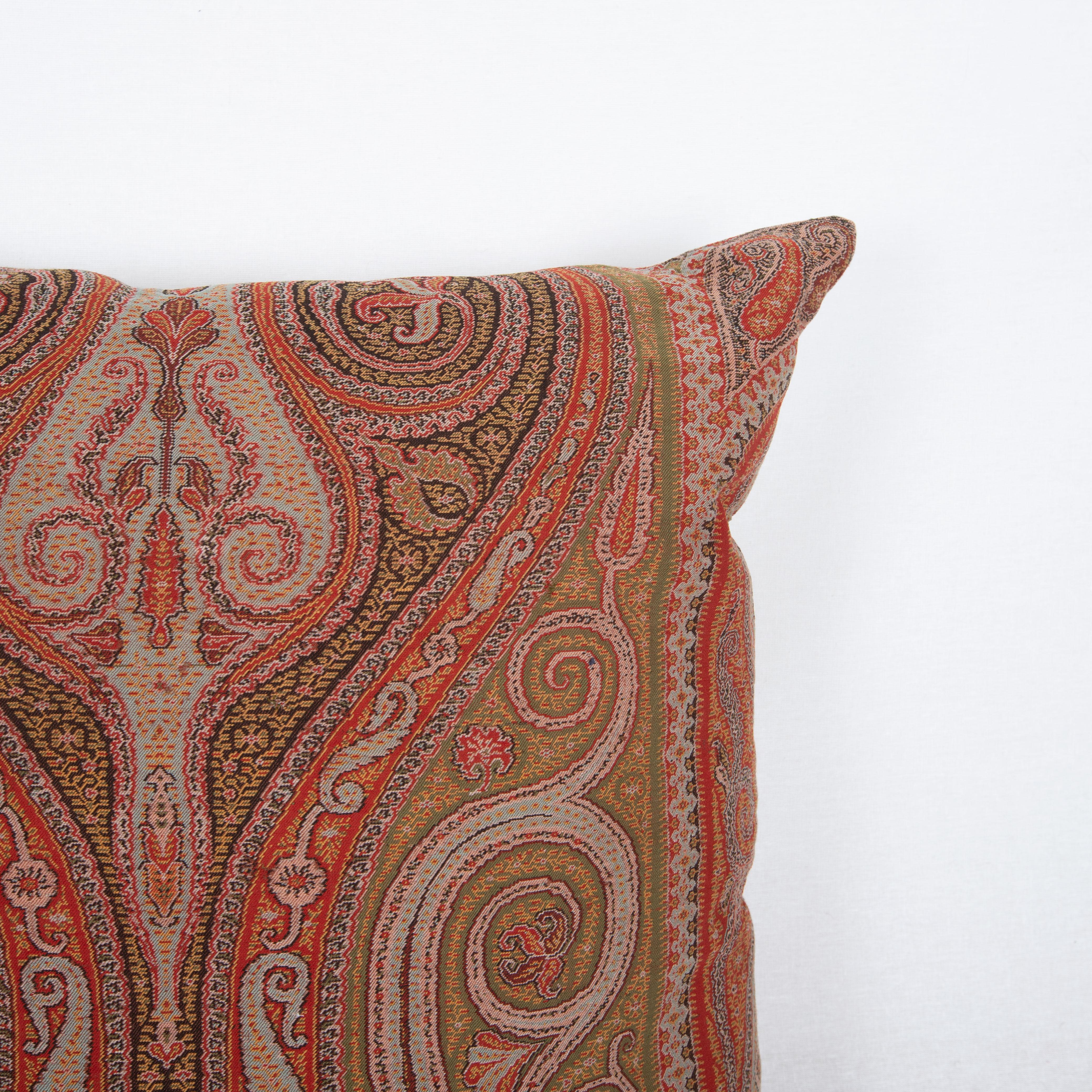 Woven Antique Pillow Cover made from a European Wool Paisley Shawl, L 19th/ E.20th C For Sale