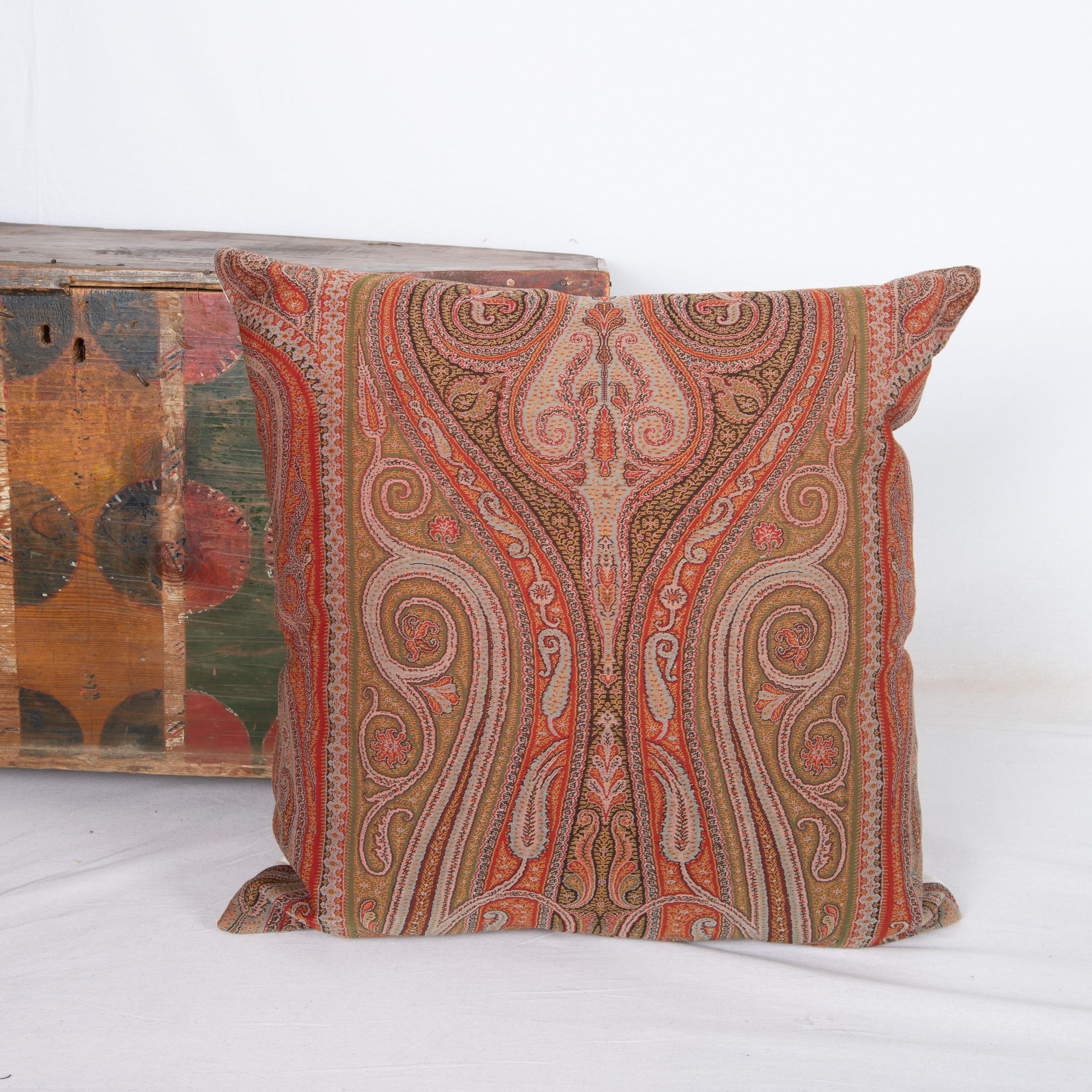 20th Century Antique Pillow Cover made from a European Wool Paisley Shawl, L 19th/ E.20th C For Sale