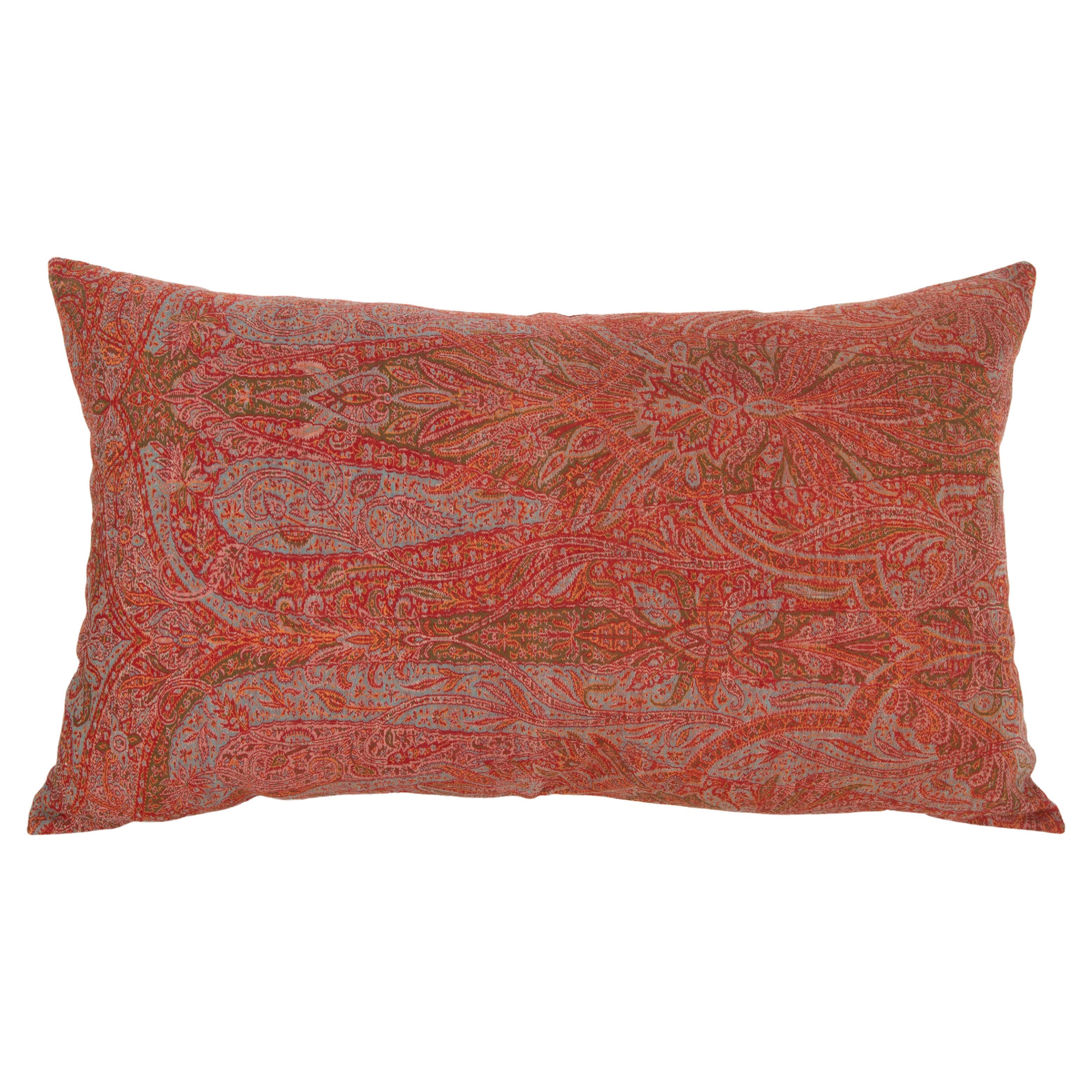Antique  Couvercle d'oreiller fabriqué à partir d'un châle en laine européen à motif cachemire, L 19e/E.20e siècle